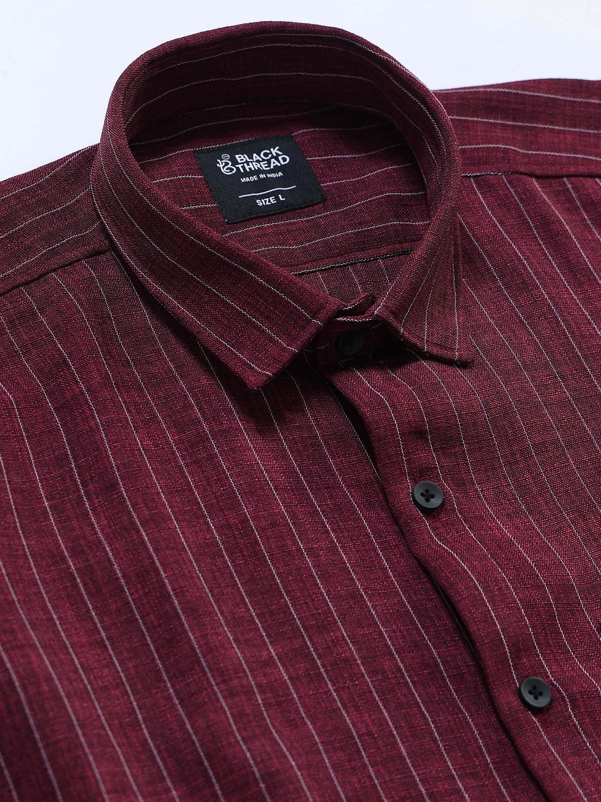 Men's Linen Maroon Stripe Shirt