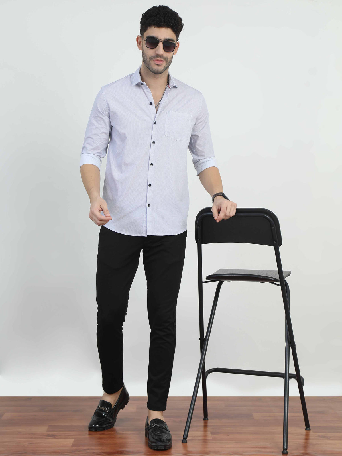 Light Lavender Lines Printed Shirt for men