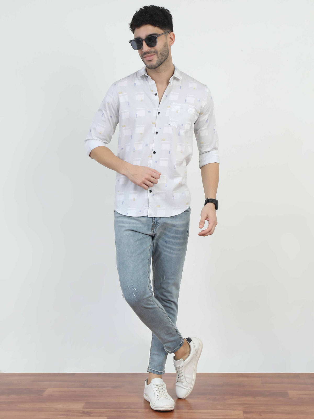 Pale Grey printed shirts design for men