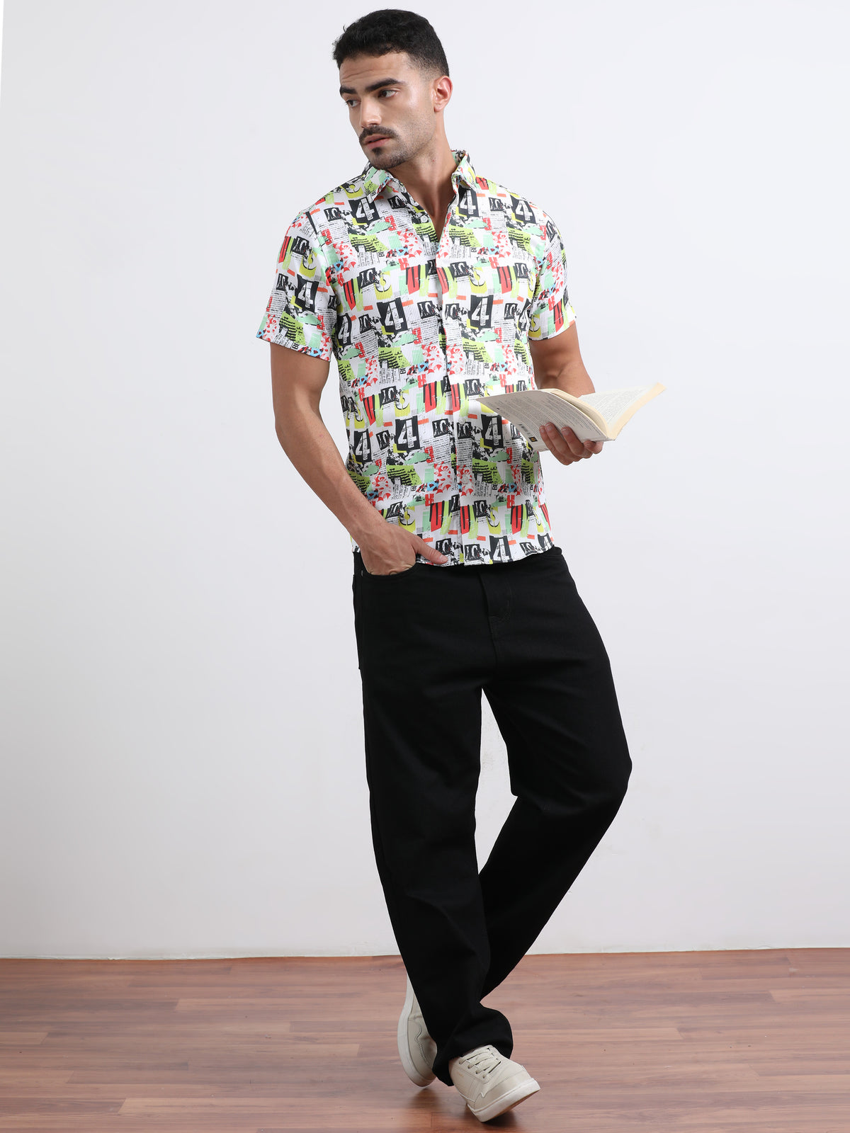 Multi Half Sleeve Poly Cotton Digital Print Shirts