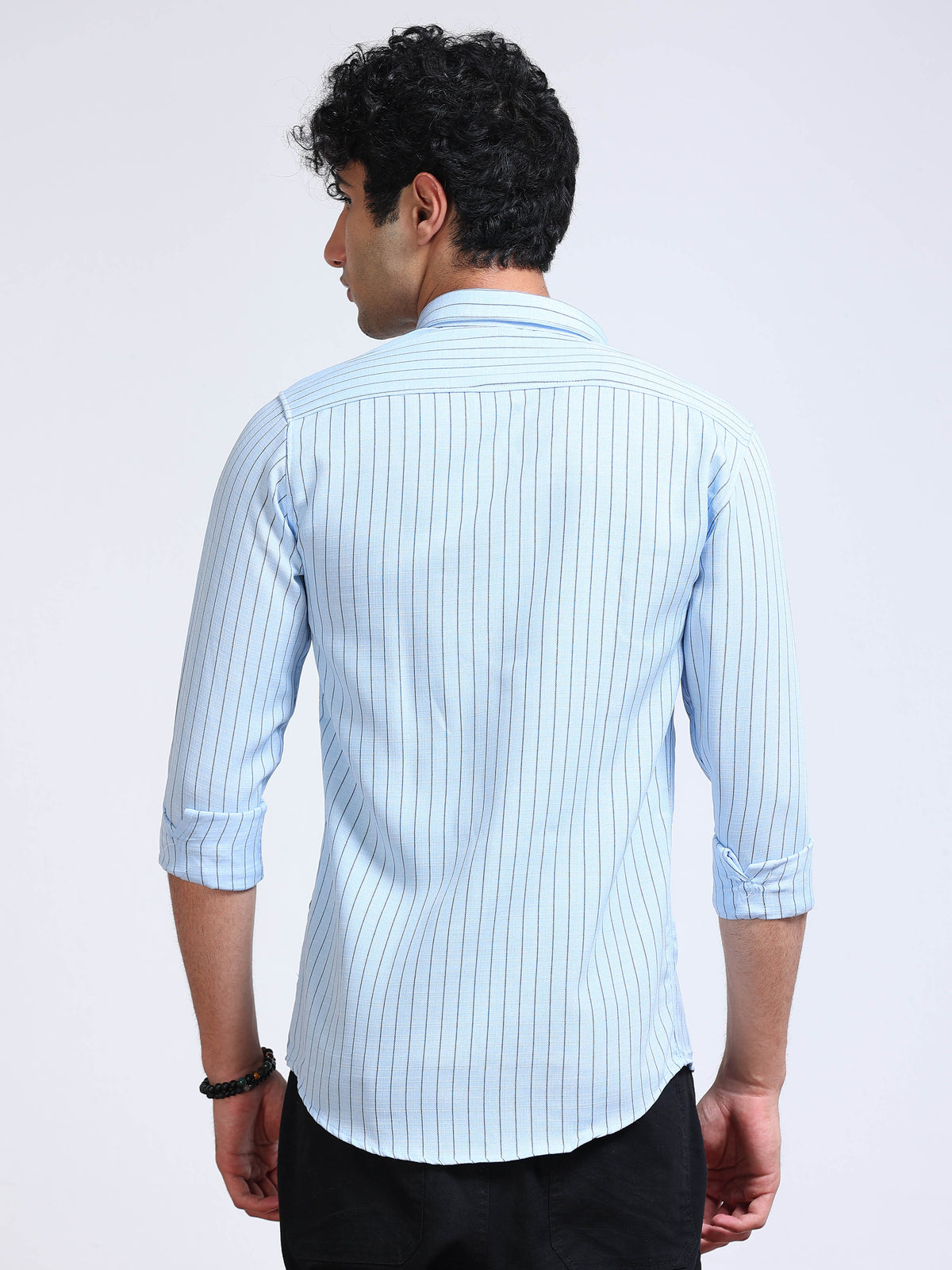 Men's Linen Sky Blue Pinstripe Shirt