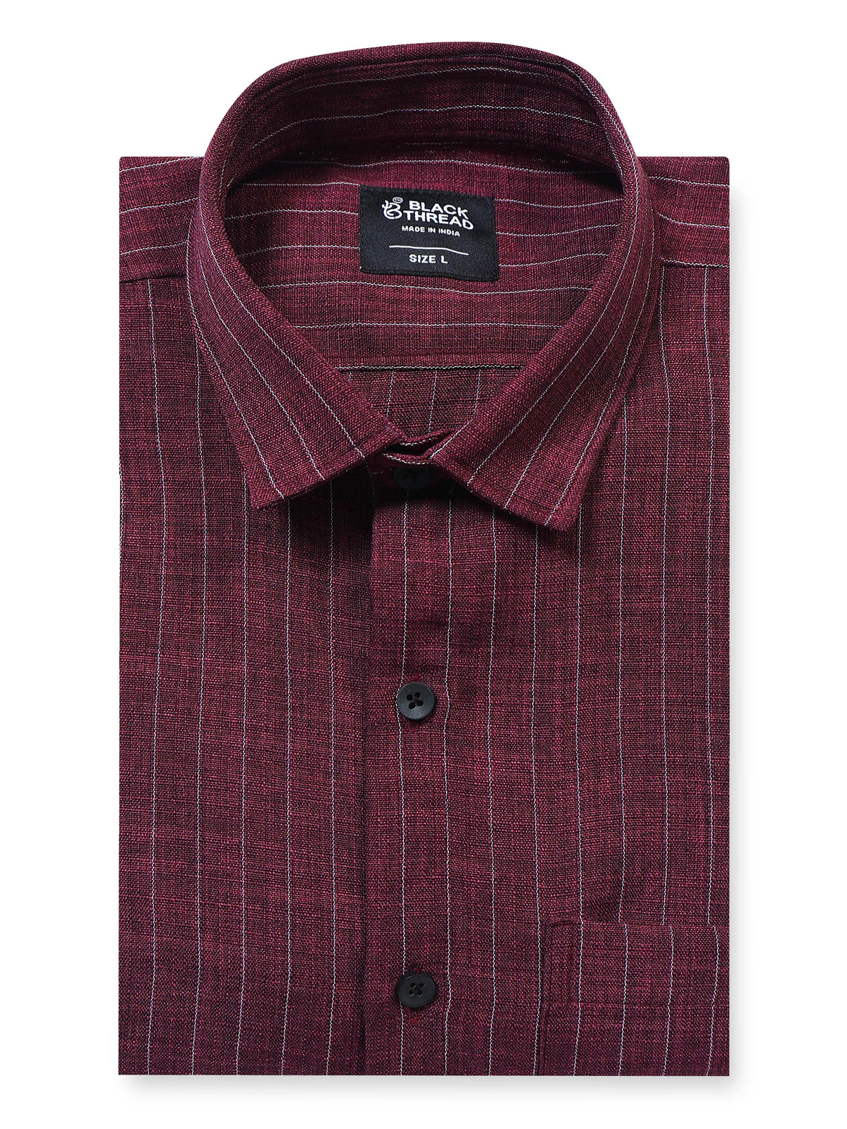 Men's Linen Maroon Stripe Shirt
