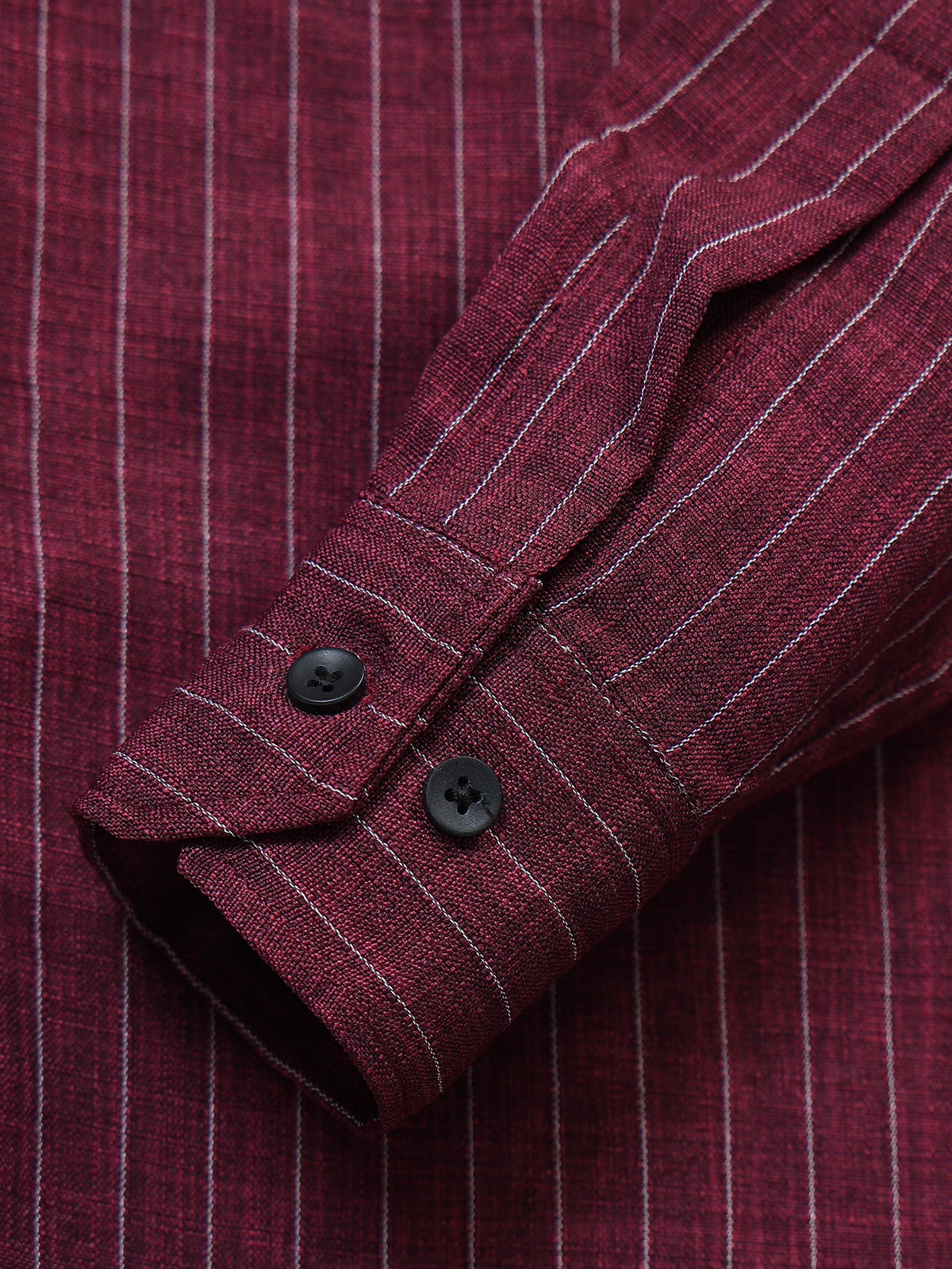 Men's Linen Maroon Stripe Shirt
