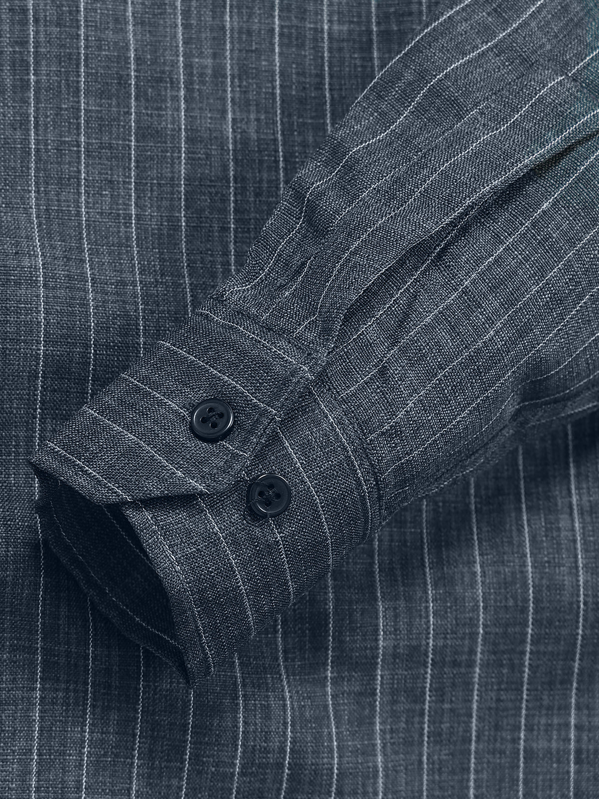 Men's Linen Charcoal Grey Stripe Shirt
