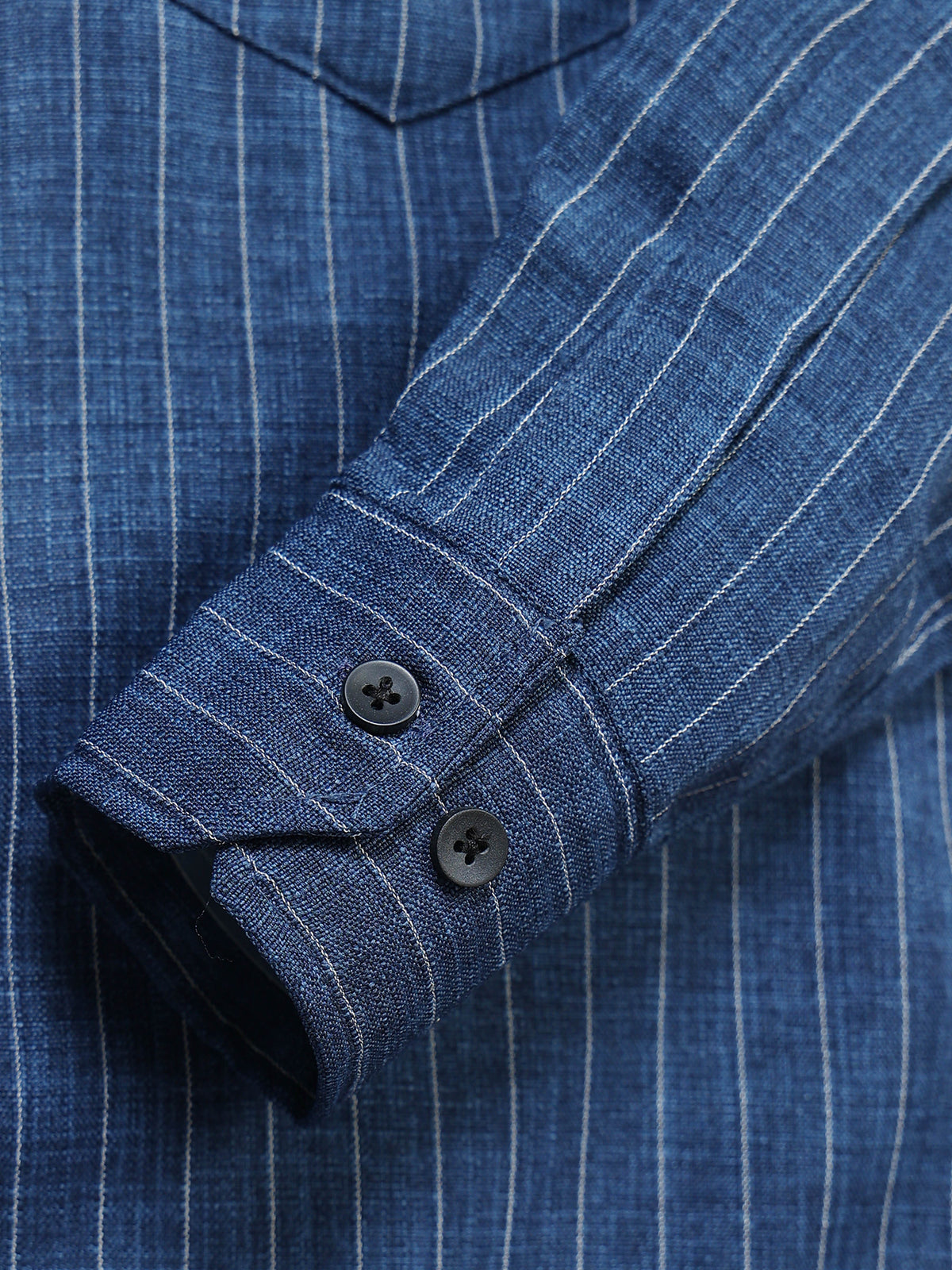 Men's Linen Indigo Blue Stripe Shirt