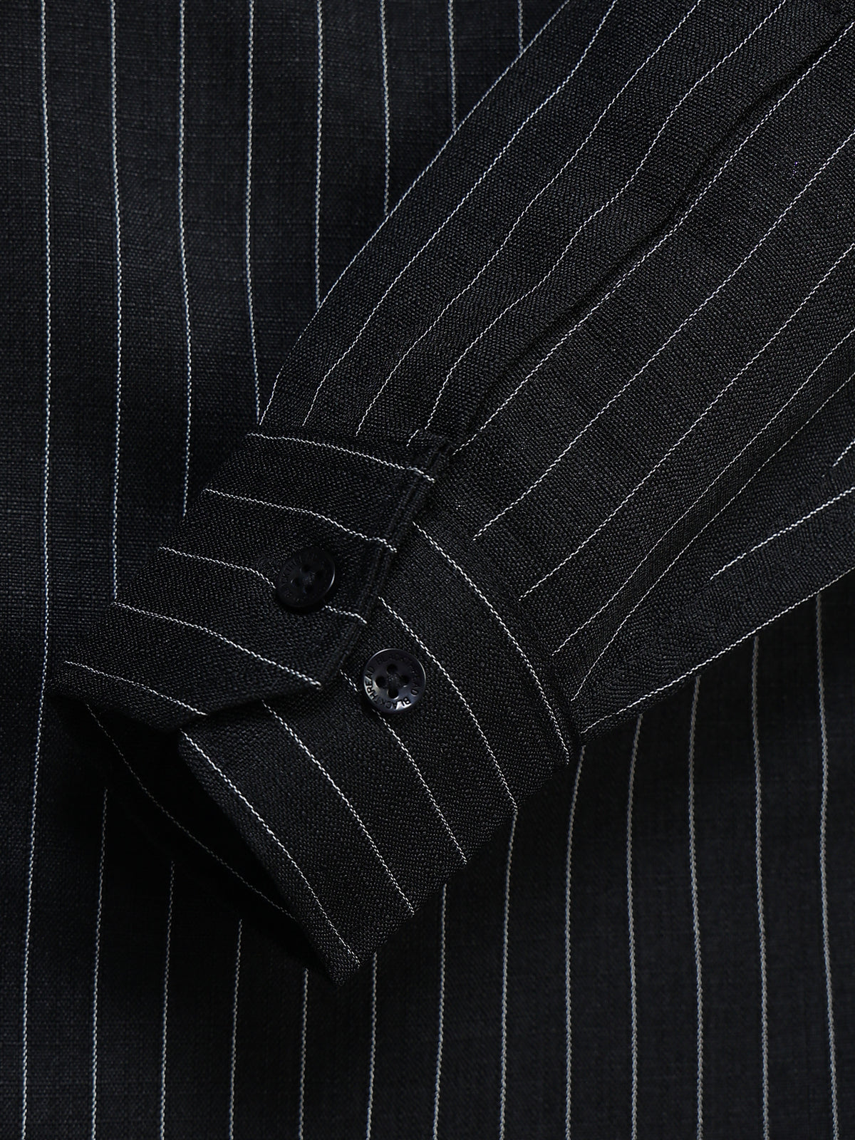 Men's Linen Black White Pinstripe Shirt