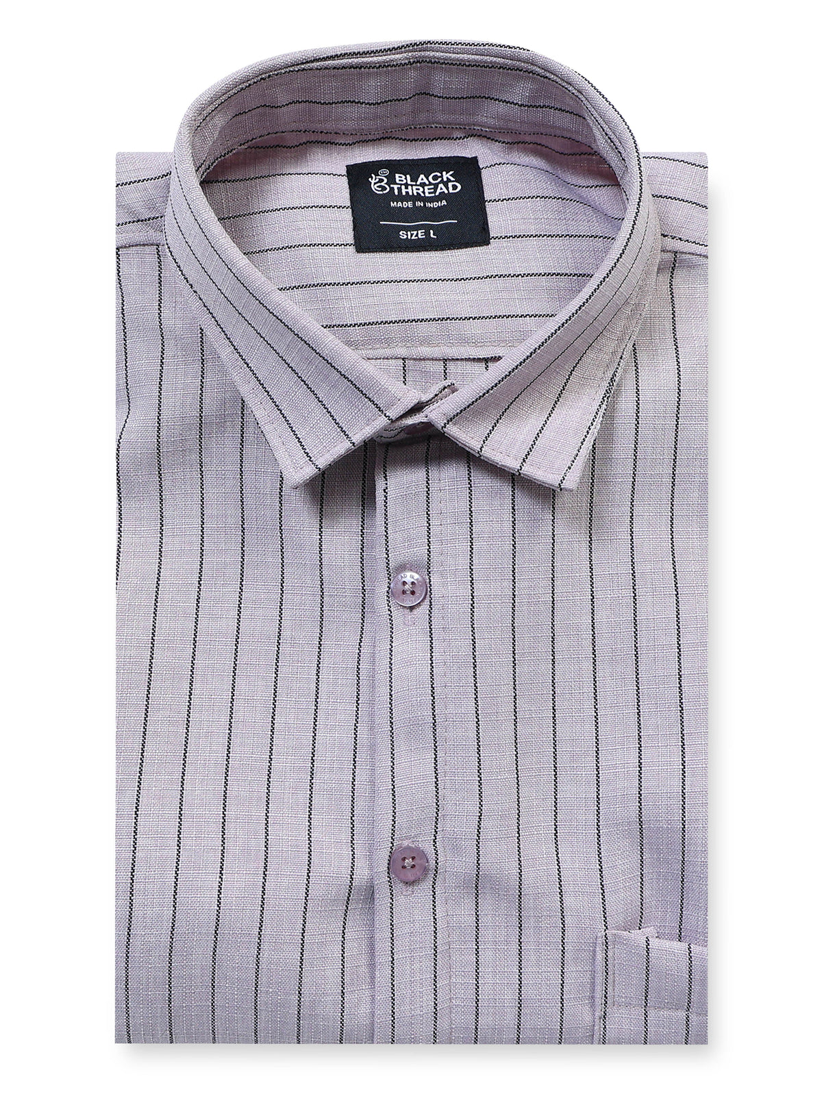 Men's Linen Lavender Grey Stripe Shirt