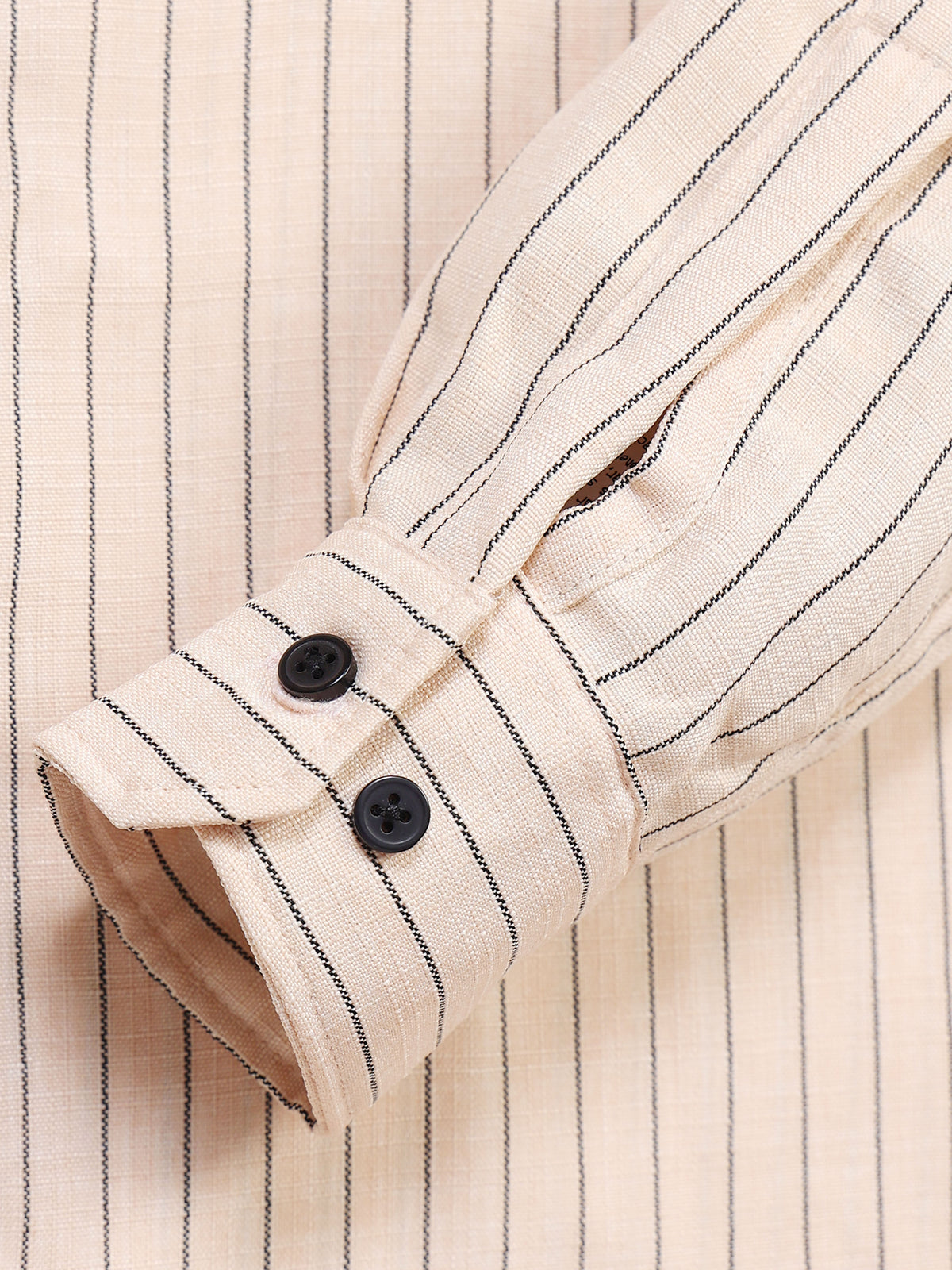 Men's Linen Peach Beige Pinstripe Shirt
