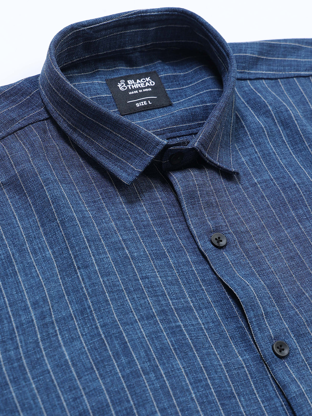 Men's Linen Indigo Blue Stripe Shirt