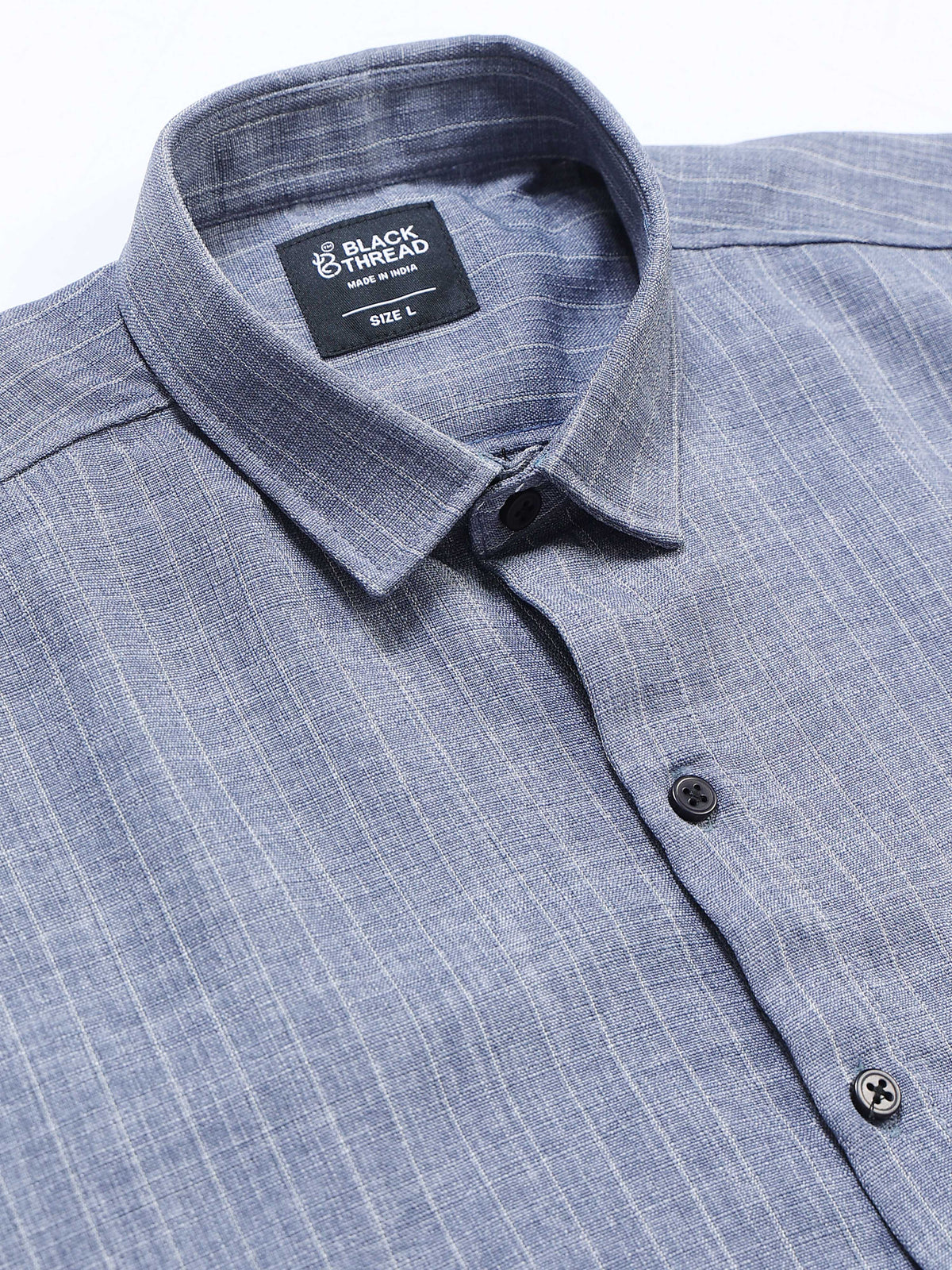 Men's Linen Slate Blue Stripe Shirt