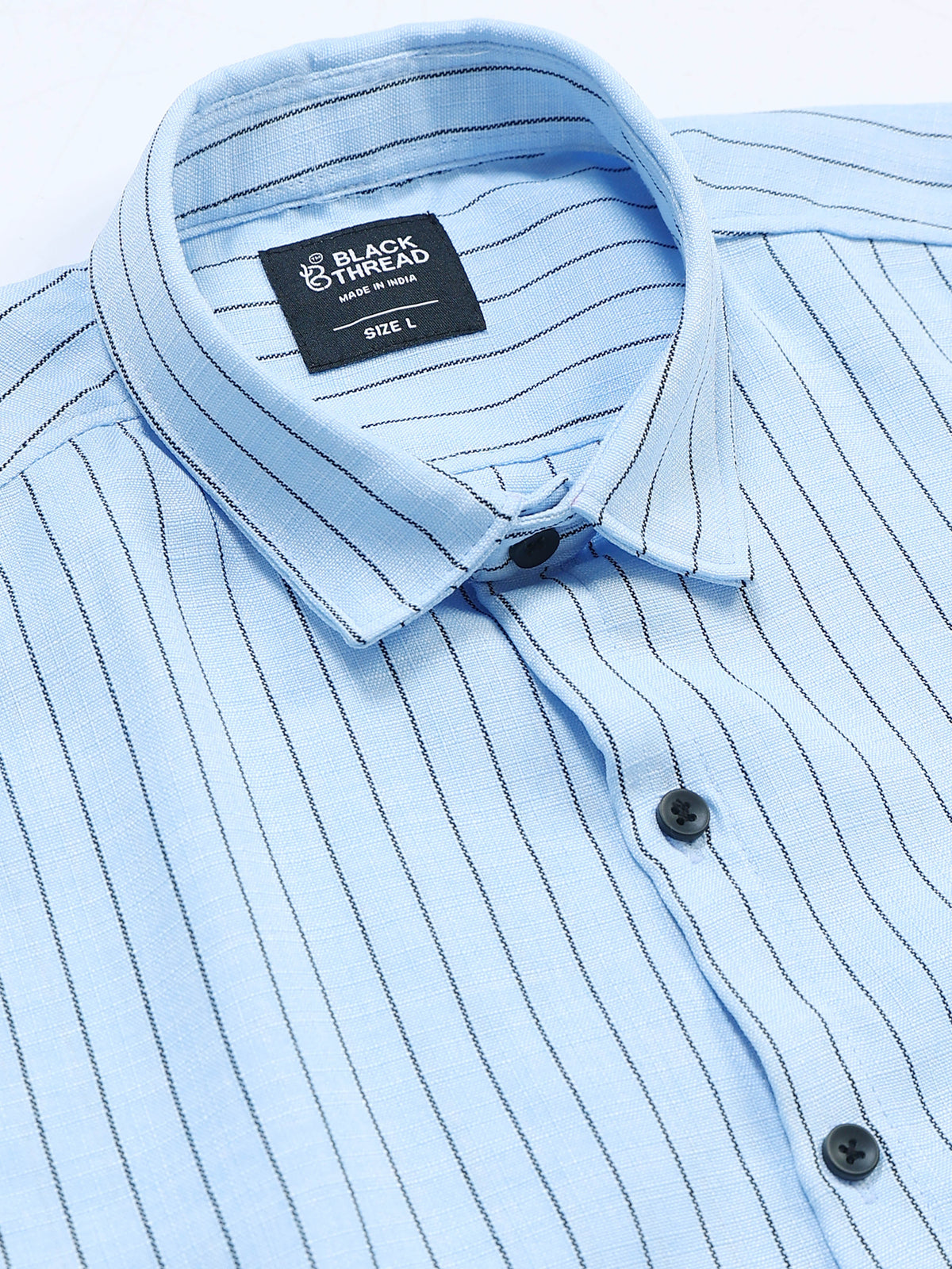 Men's Linen Sky Blue Pinstripe Shirt