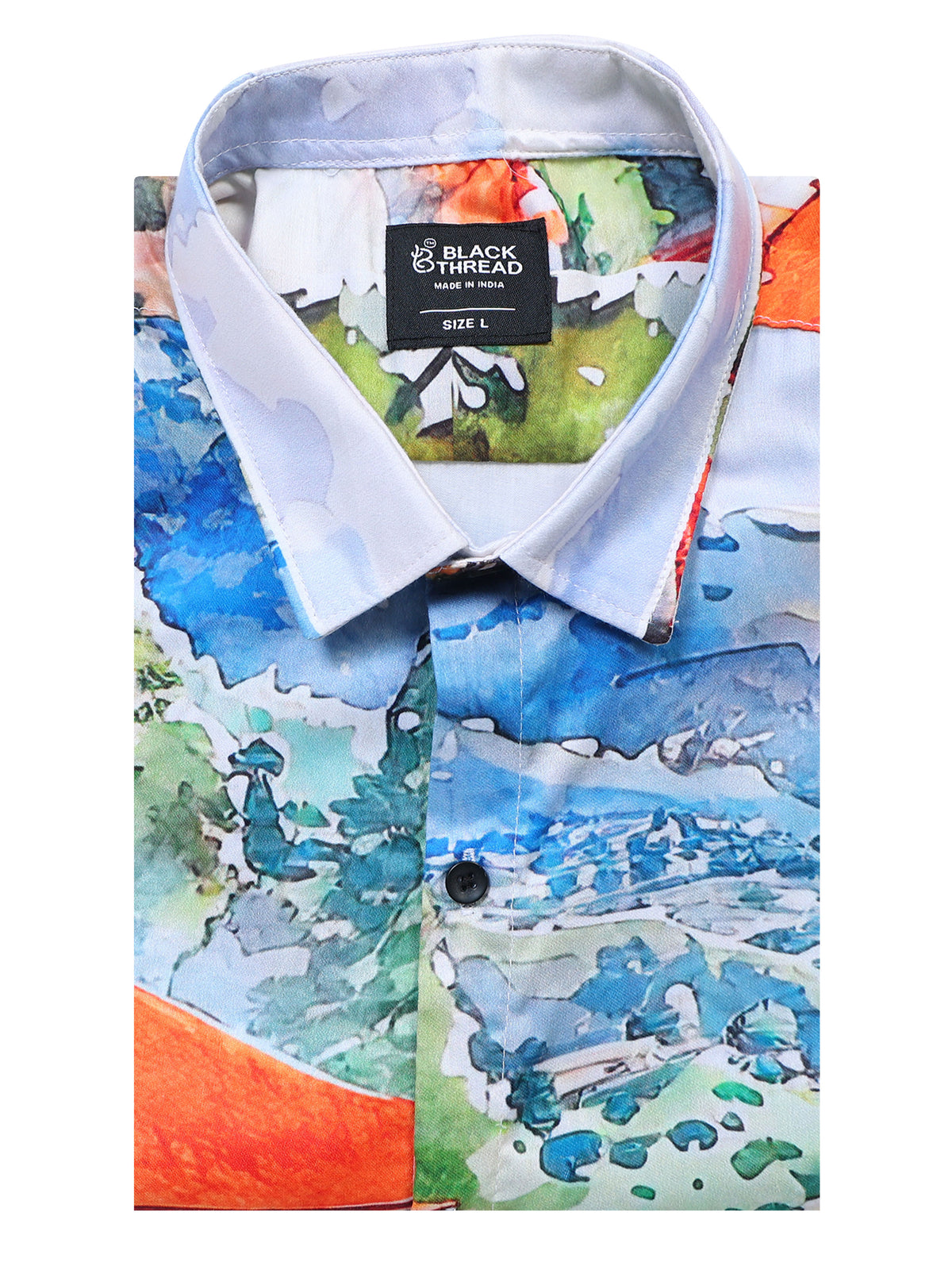 Men's Modal Satin Multicolour Scenic Landscape Printed Shirt