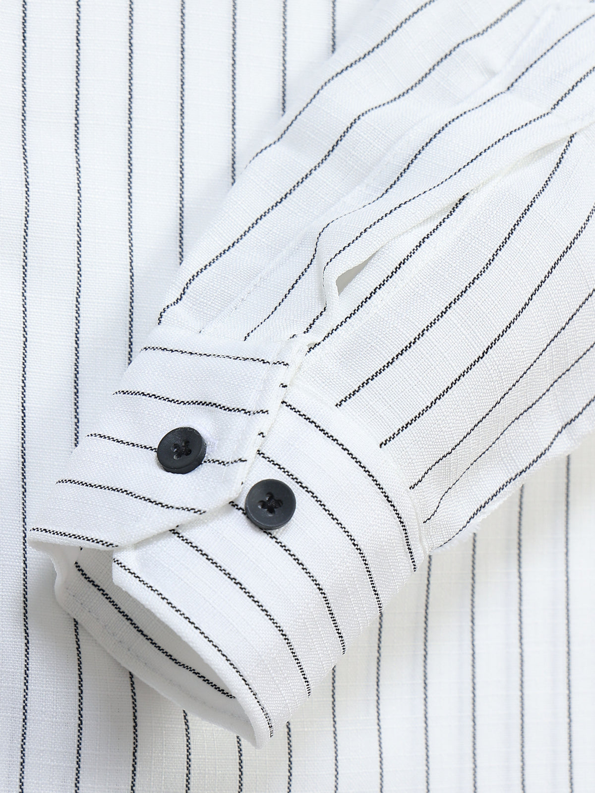 Men's Linen White Black Pinstripe Shirt