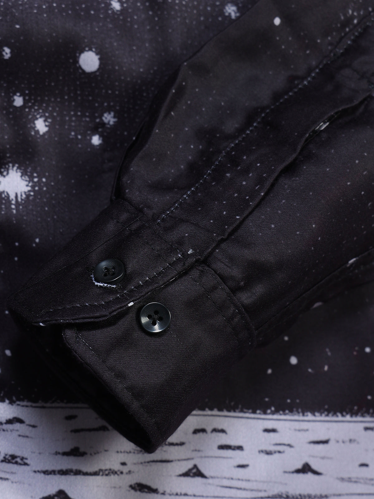Men's Modal Satin Black Astronaut Galaxy Printed Shirt