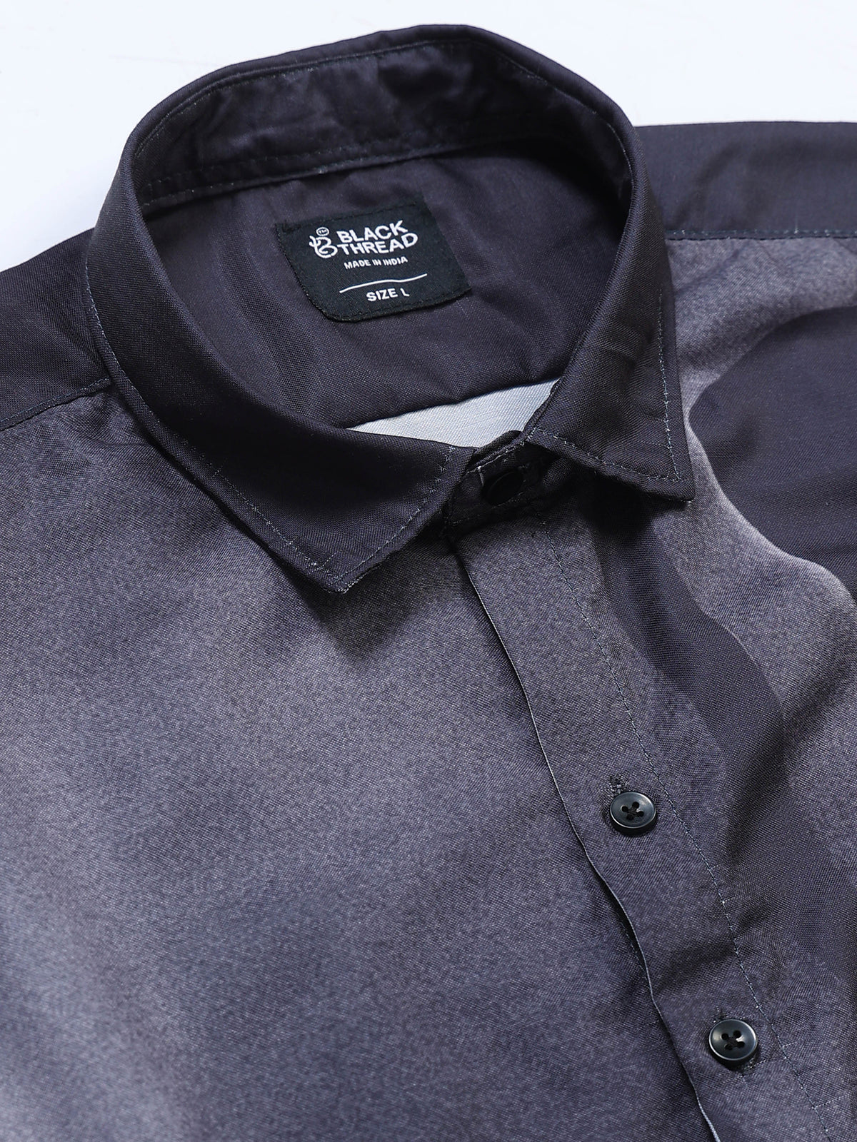 Men's Modal Satin Charcoal Abstract Portrait Printed Shirt