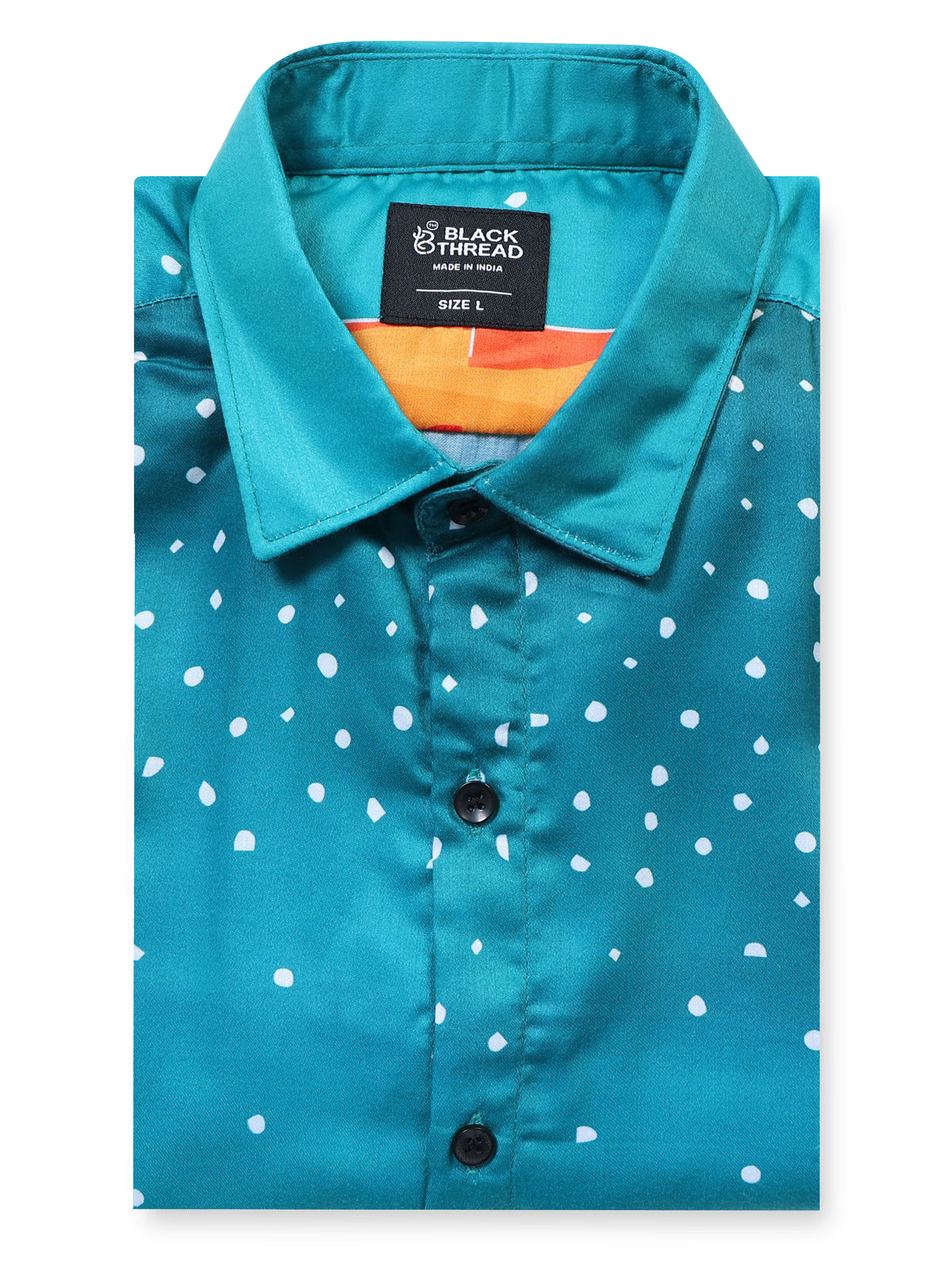 Men's Modal Satin Turquoise Desert Cactus Printed Shirt