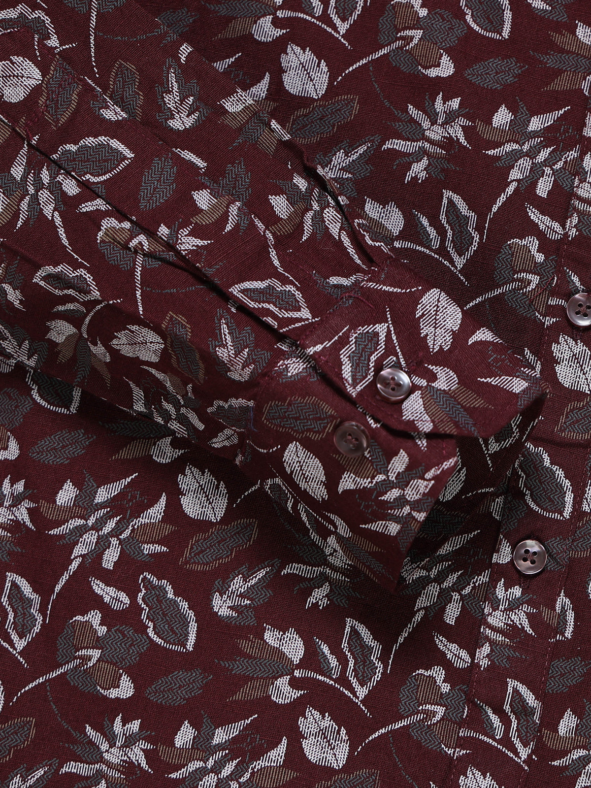 Men's Linen Wine Floral Printed Shirt