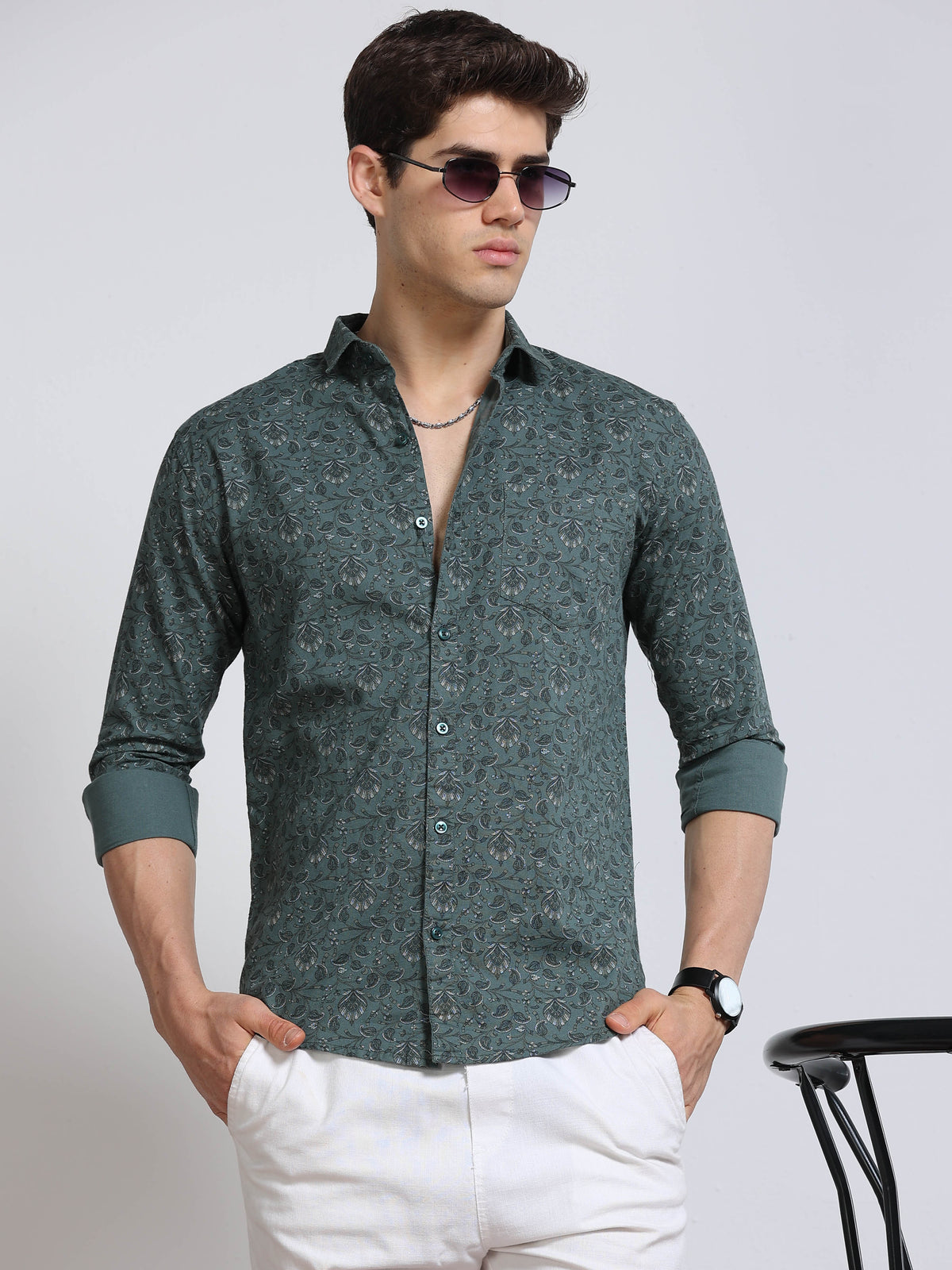 Men's Linen Printed Casual Shirt