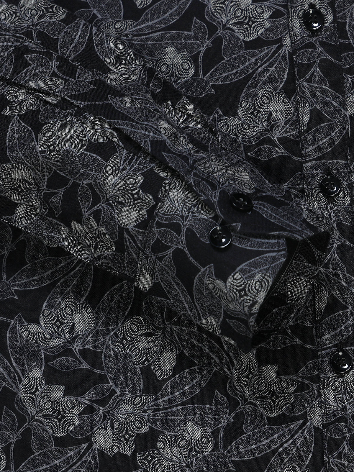 Men's Linen Black Floral Printed Shirt