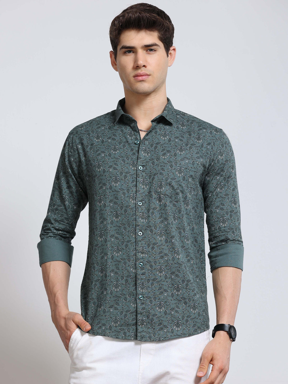 Men's Linen Printed Casual Shirt