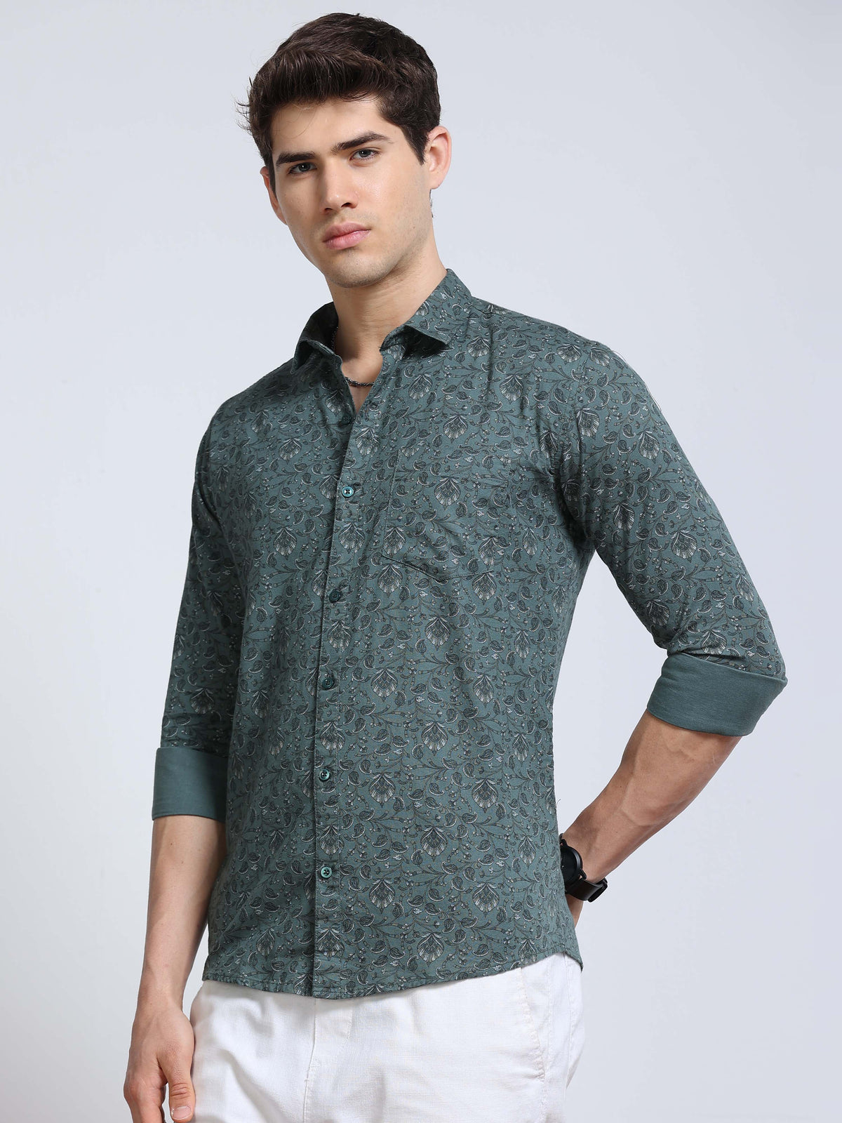 Men's Linen Printed Casual Shirt