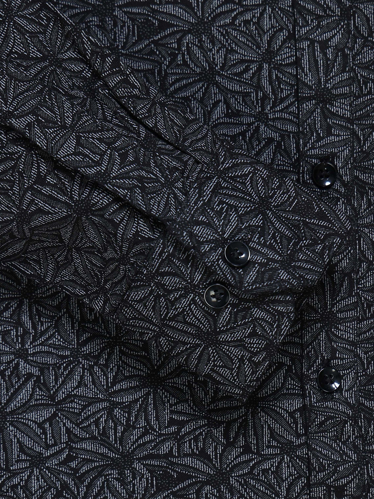 Men's Linen Black Abstract Printed Shirt