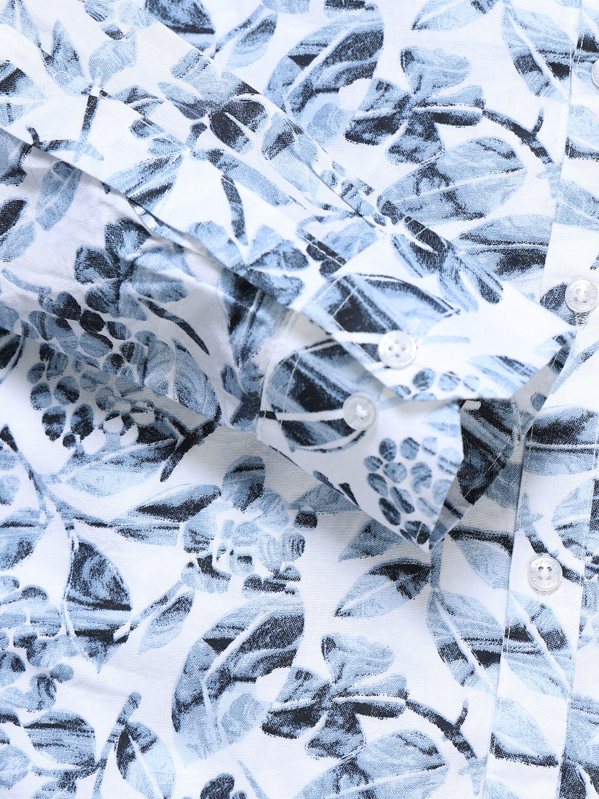 Men's Linen White Floral Printed Shirt
