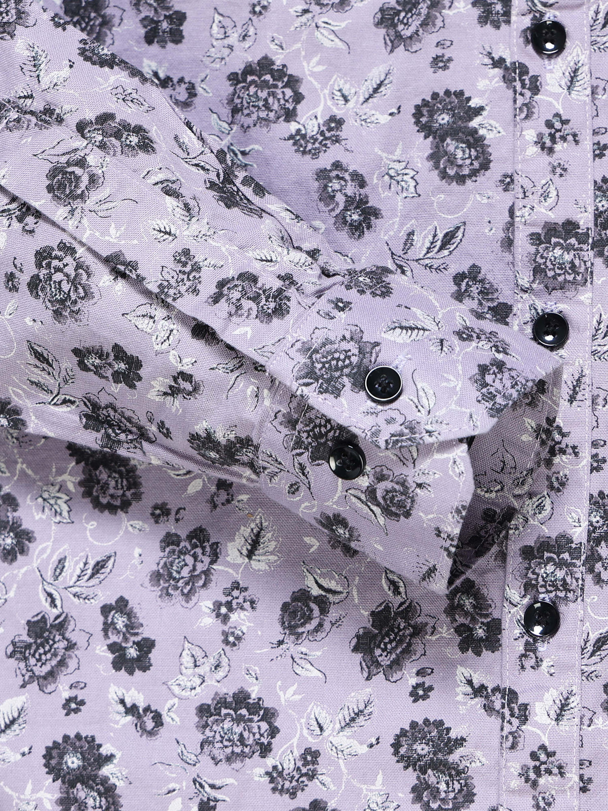 Men's Linen Lavender Dark Floral Printed Shirt