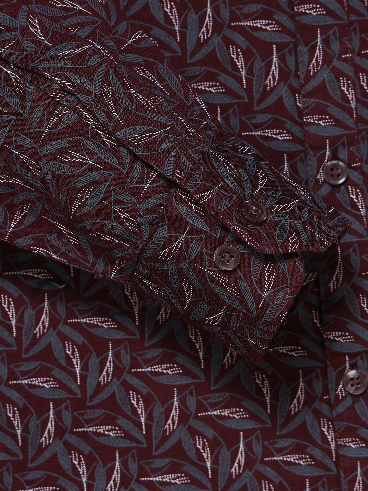 Men's Linen Wine Leaf Printed Shirt