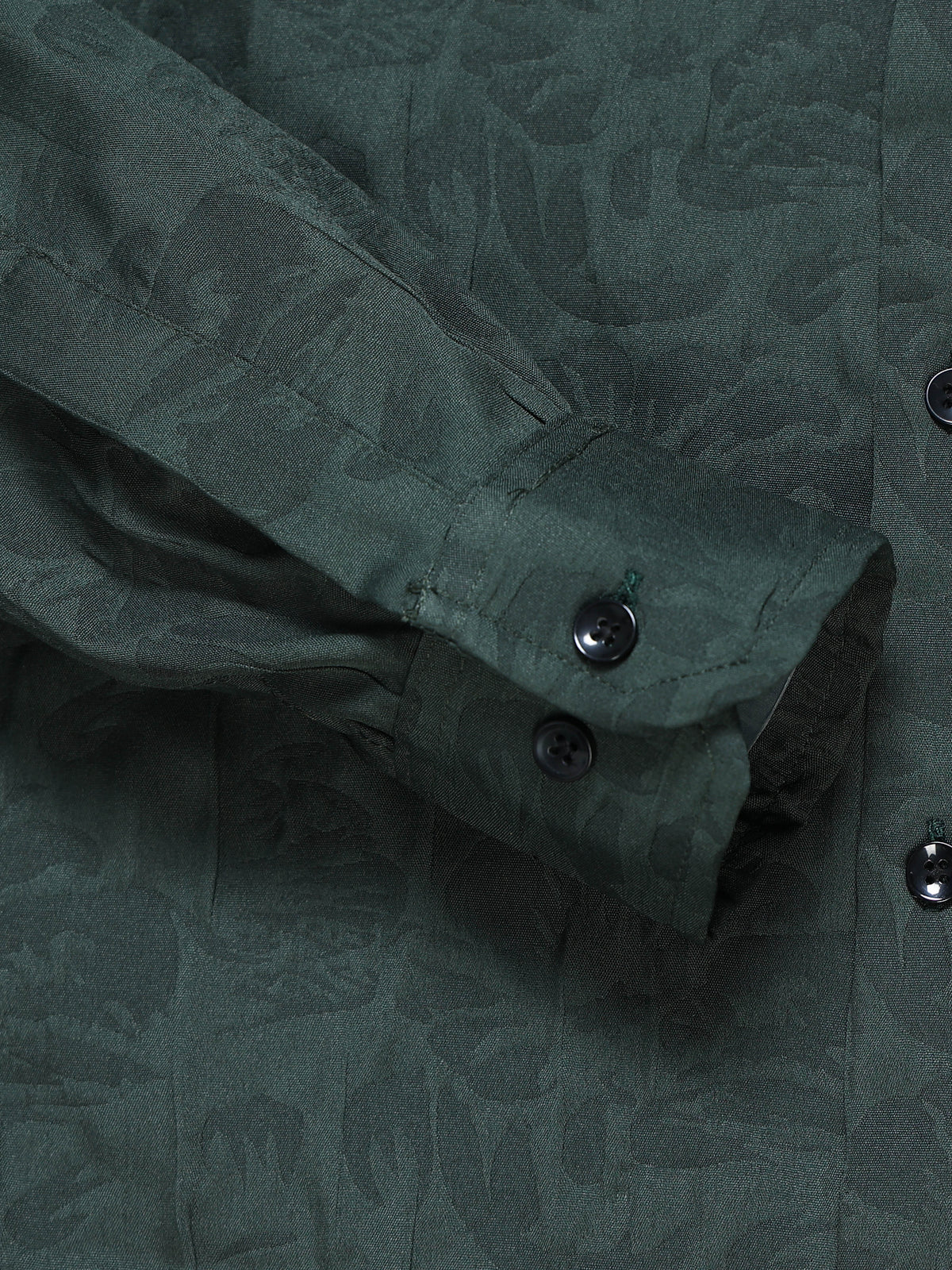 Men's Bottle Green Abstract Crinkle Textured Casual Shirt