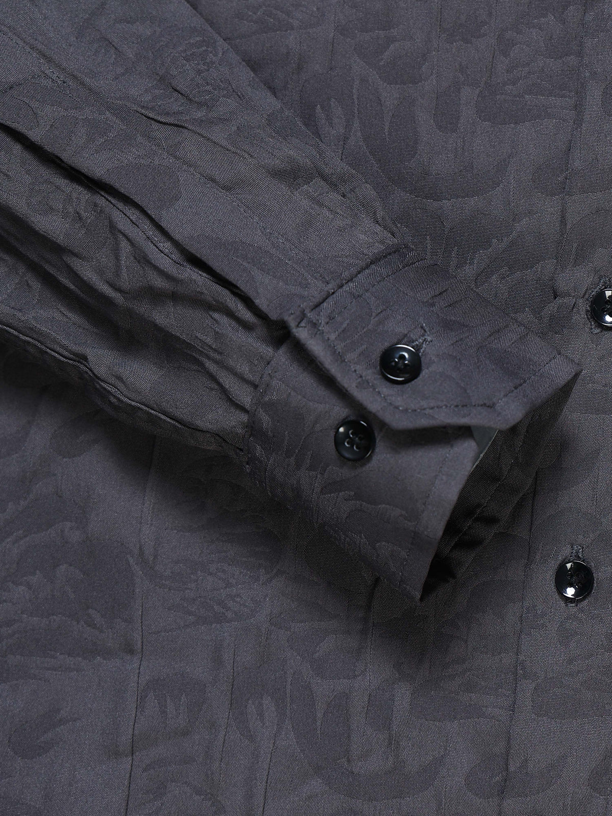 Men's Steel Grey Abstract Crinkle Textured Casual Shirt