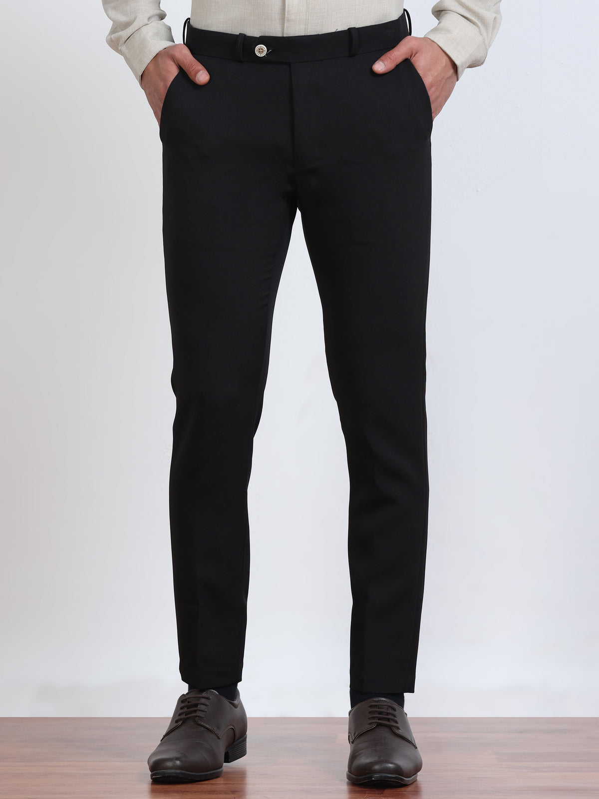 Men's Black Formal Ankle Fit Trousers