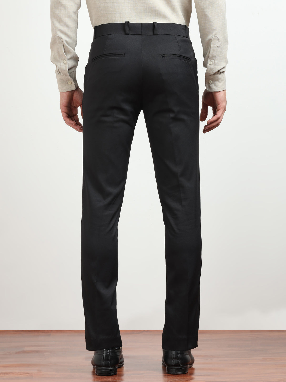 Men's Light Black Formal Regular Fit Trousers
