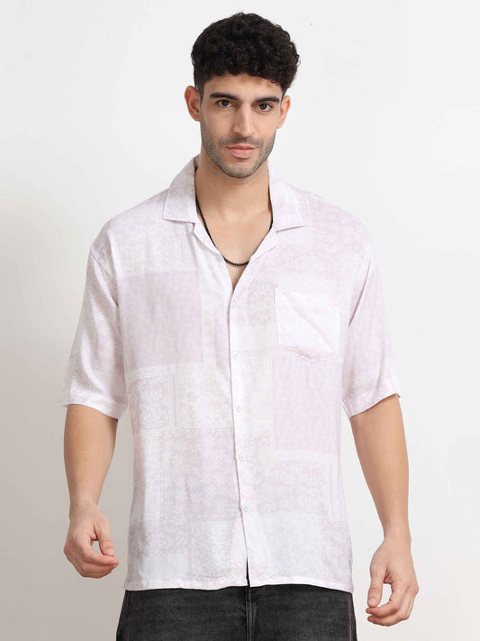 Lilac print shirt oversized for men