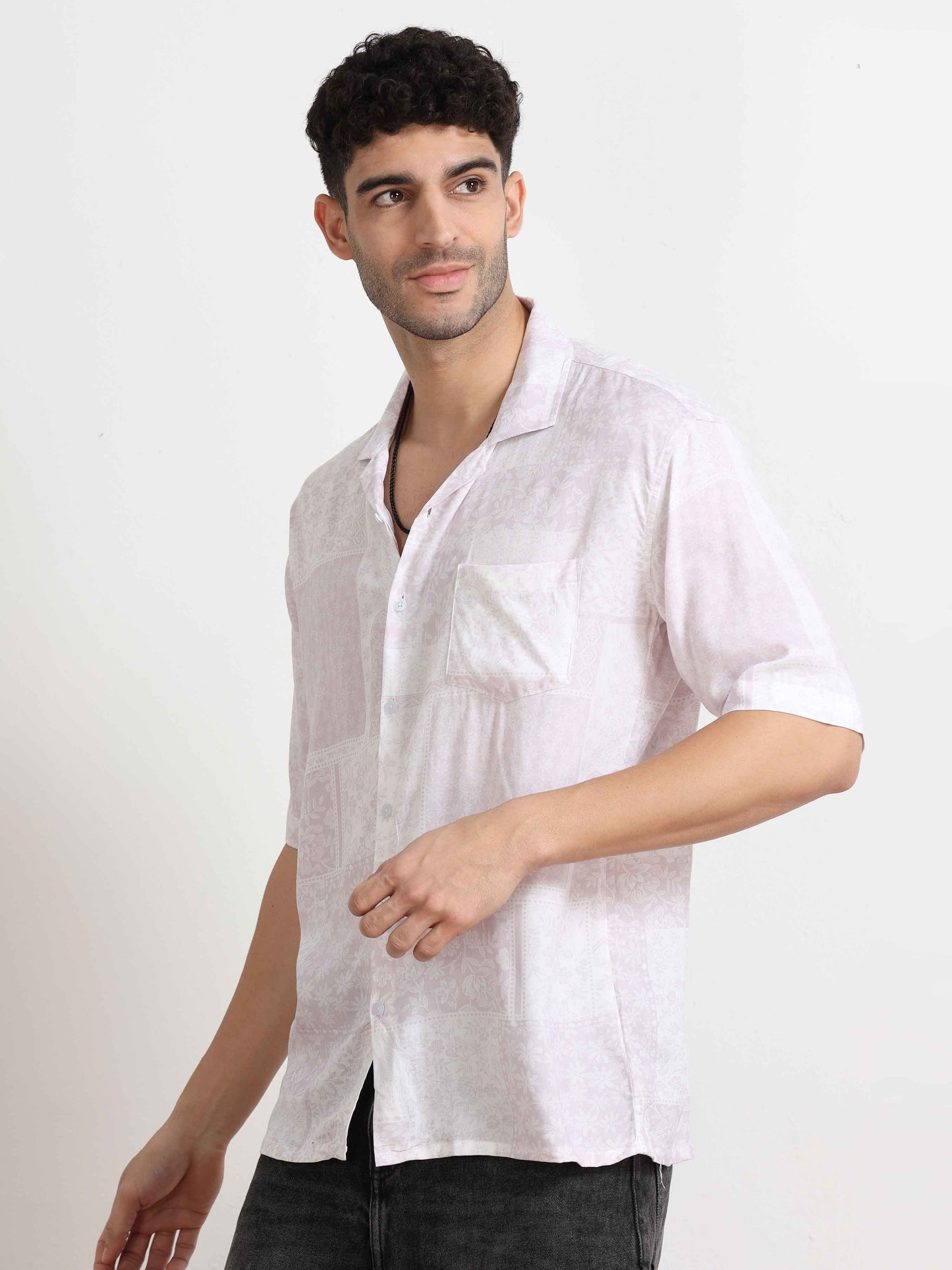 Lilac print shirt oversized for men