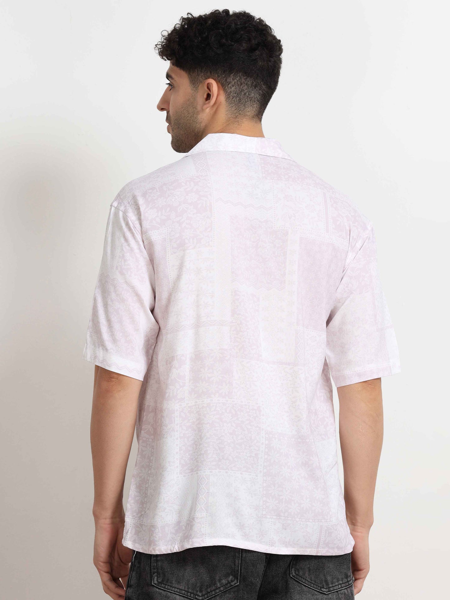 Lilac print shirt oversized for men