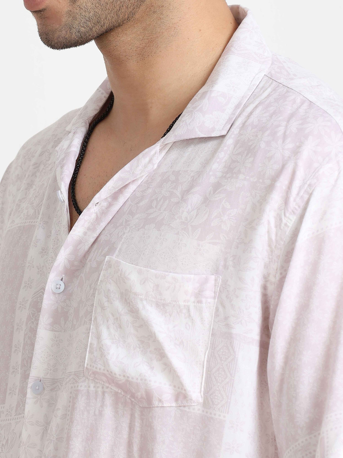 Lilac print shirt oversized for men