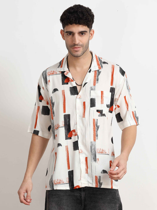 Orange printed Shirt for men