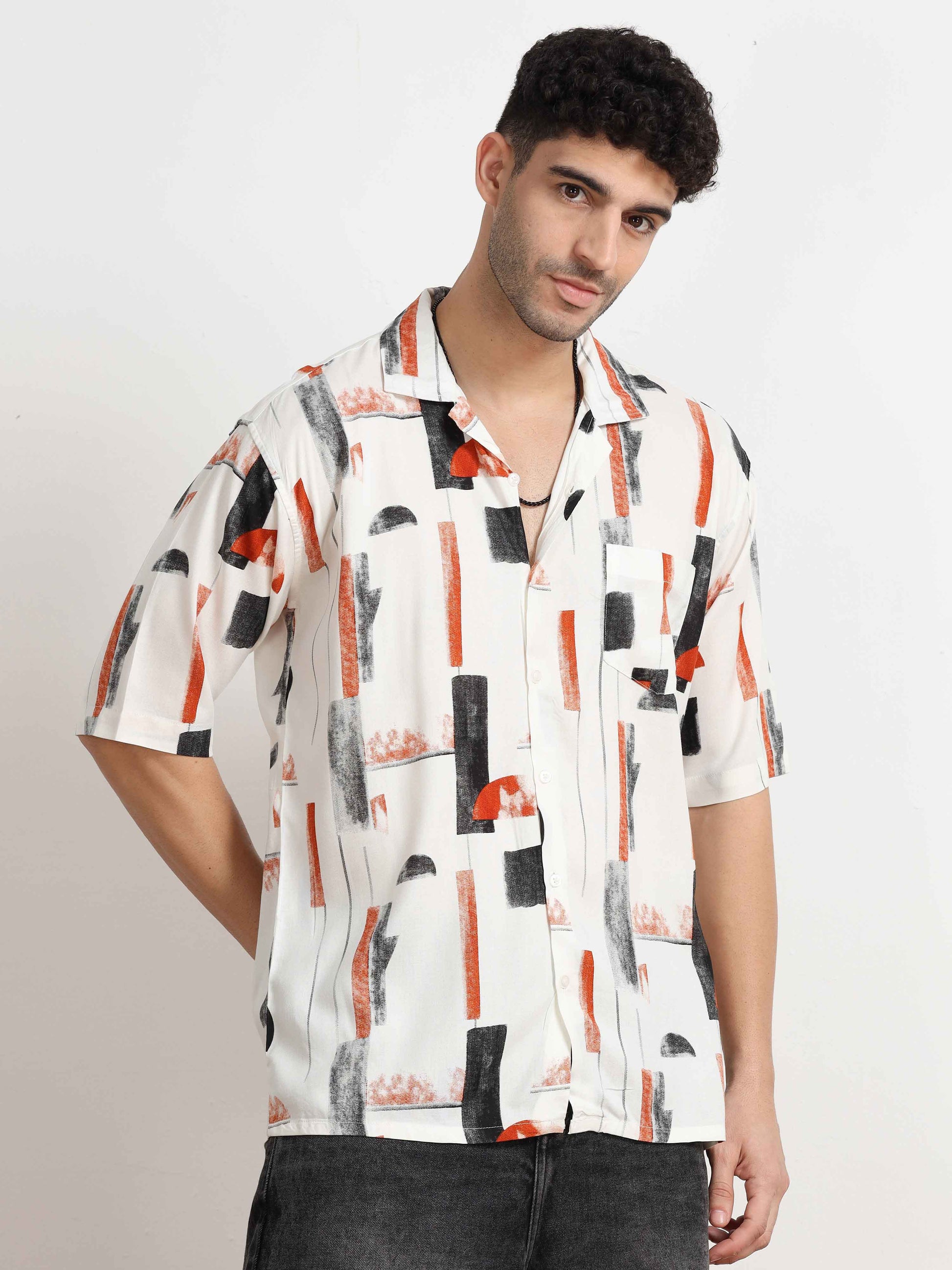 Orange printed Shirt for men