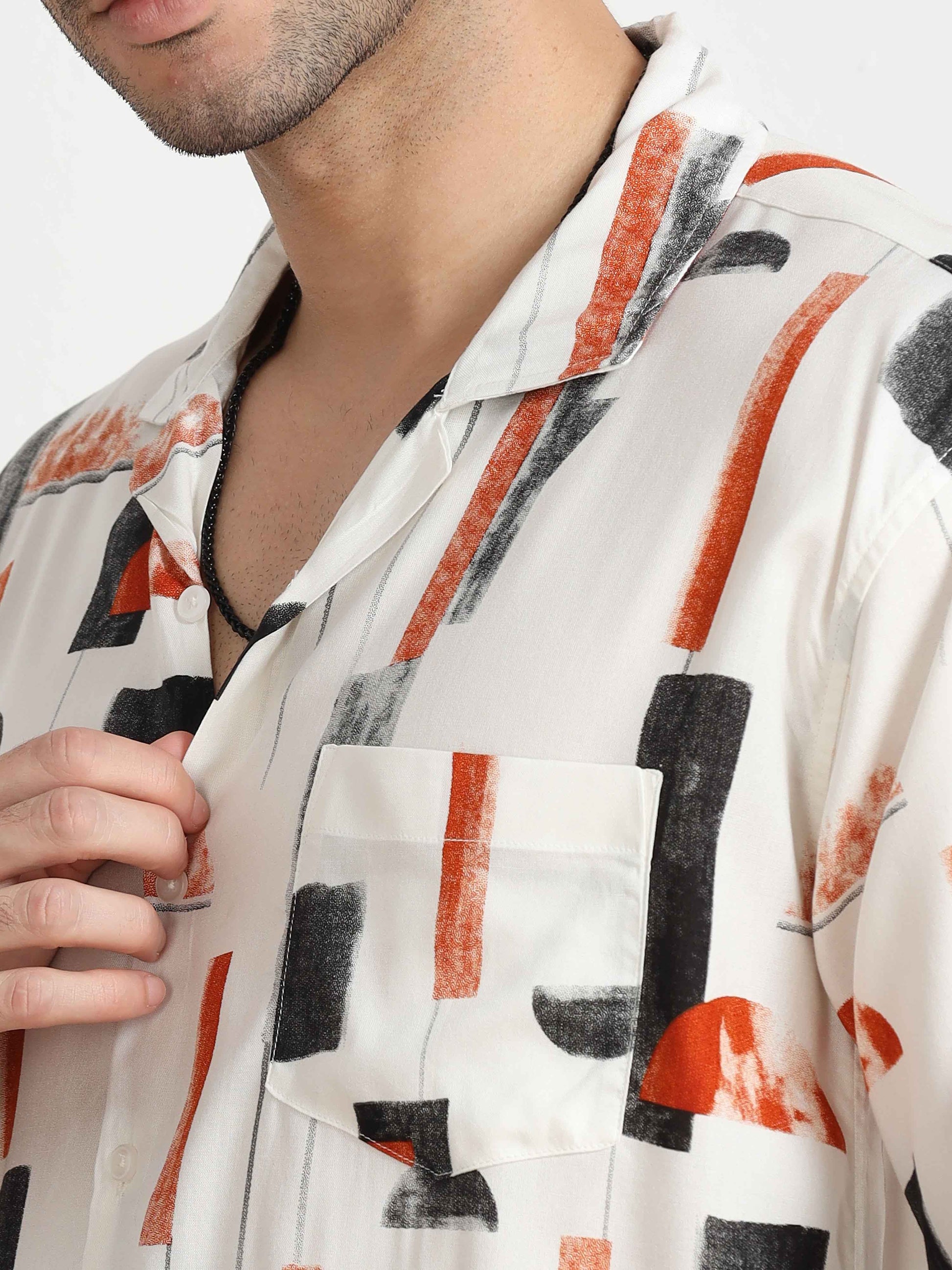 Orange printed Shirt for men