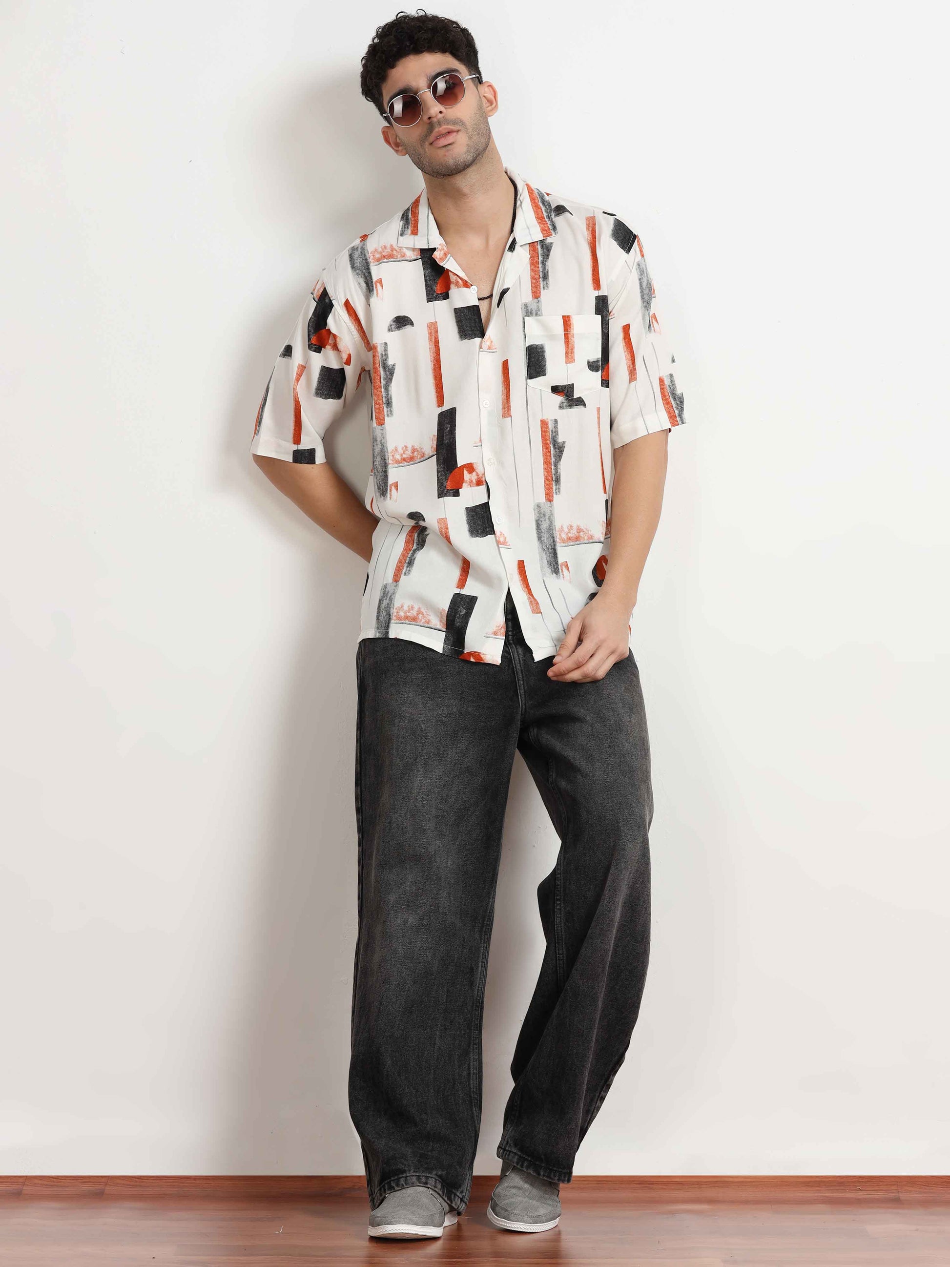 Orange printed Shirt for men