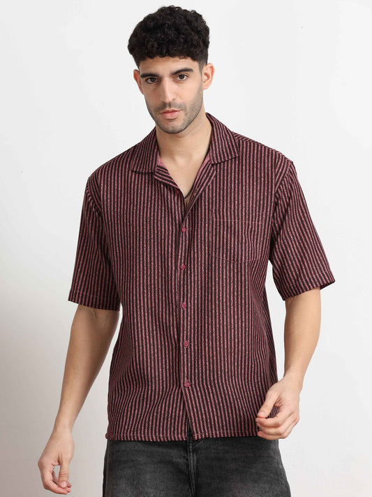 Paisley Design Oversized Striped Printed shirt for men