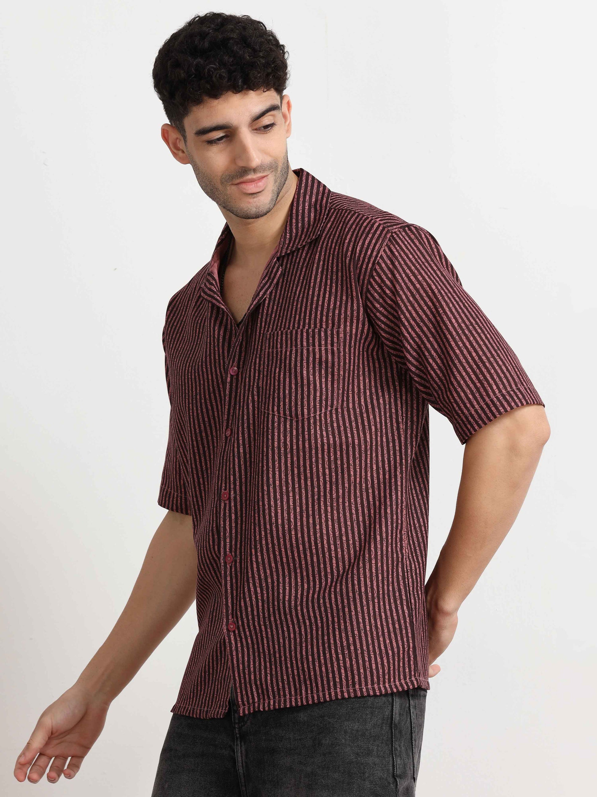 Paisley Design Oversized Striped Printed shirt for men