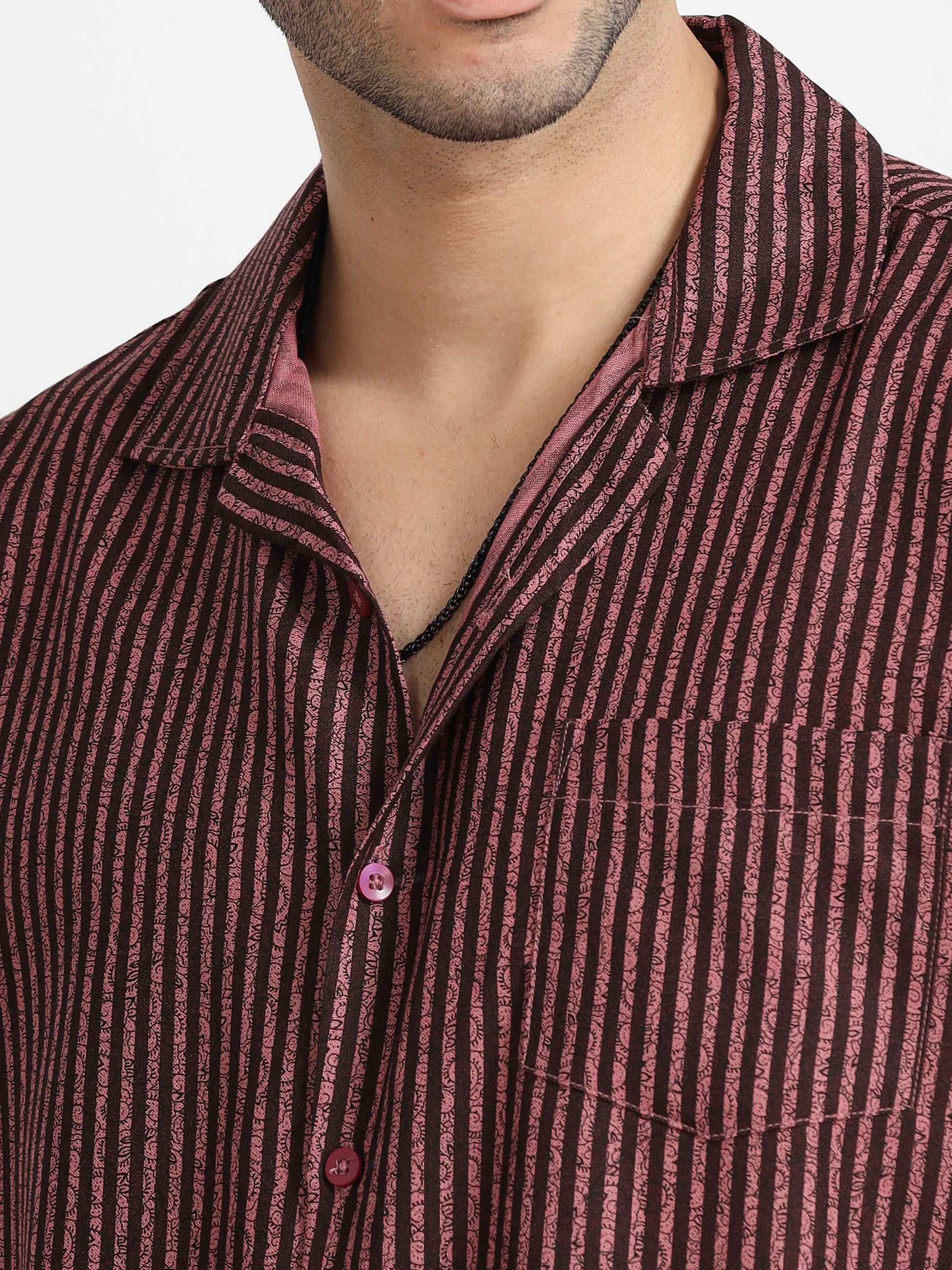 Paisley Design Oversized Striped Printed shirt for men