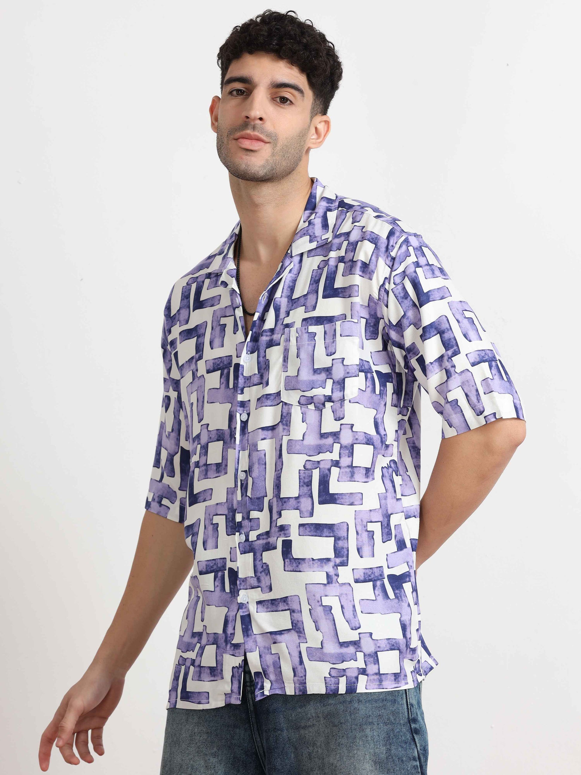 Abstract lavender color shirt for men