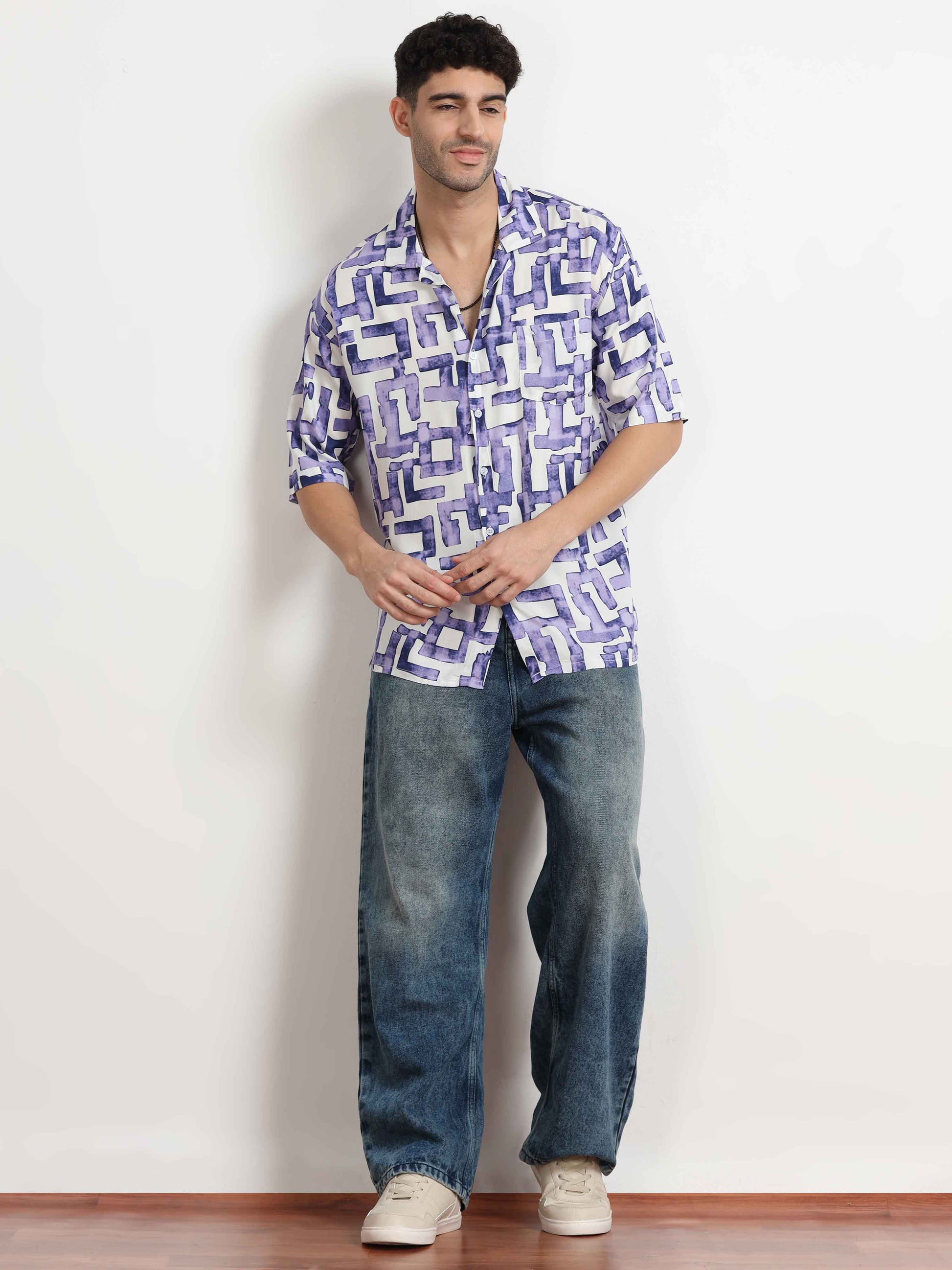 Abstract lavender color shirt for men