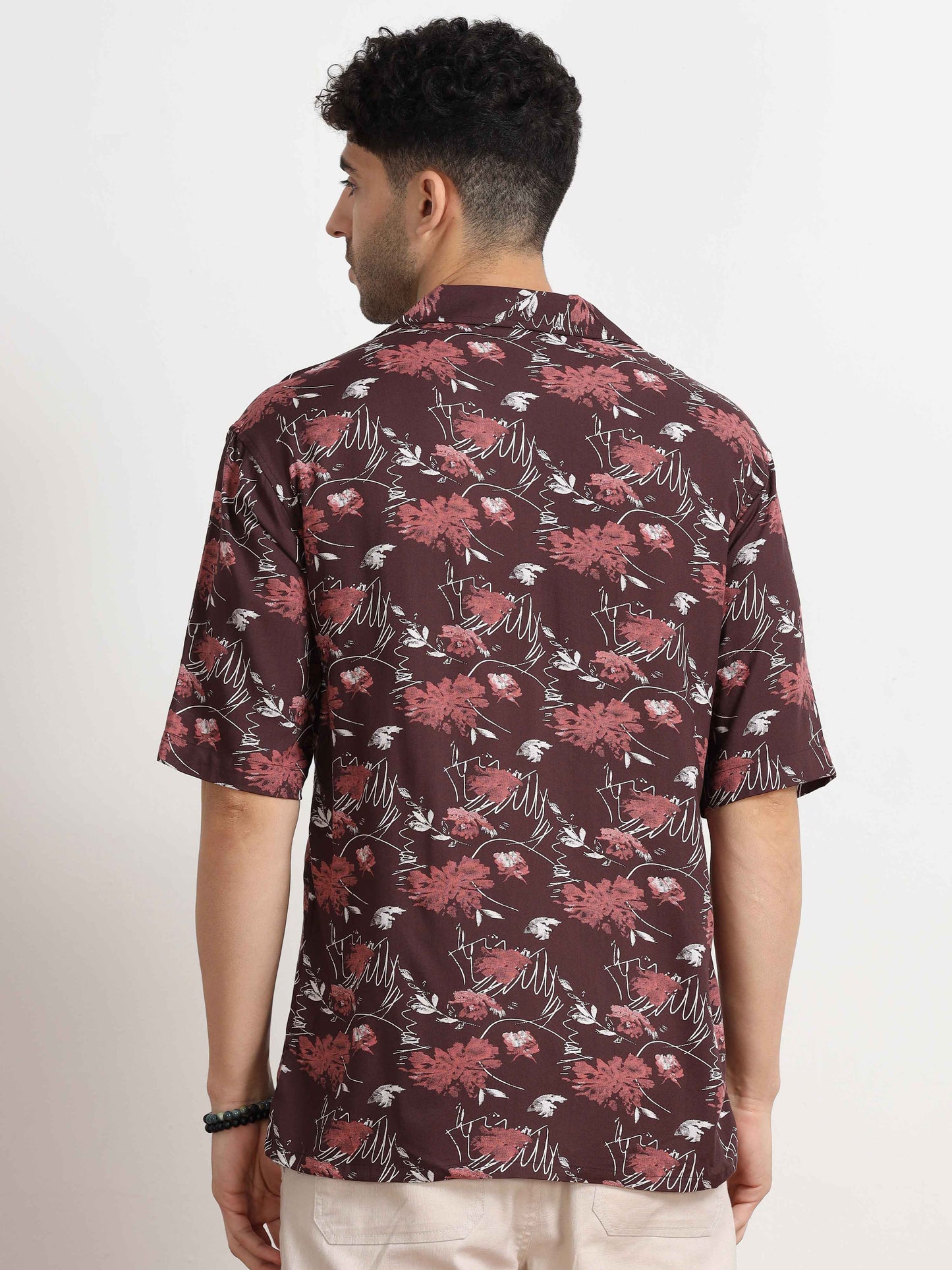  Abstract brown printed shirt for men