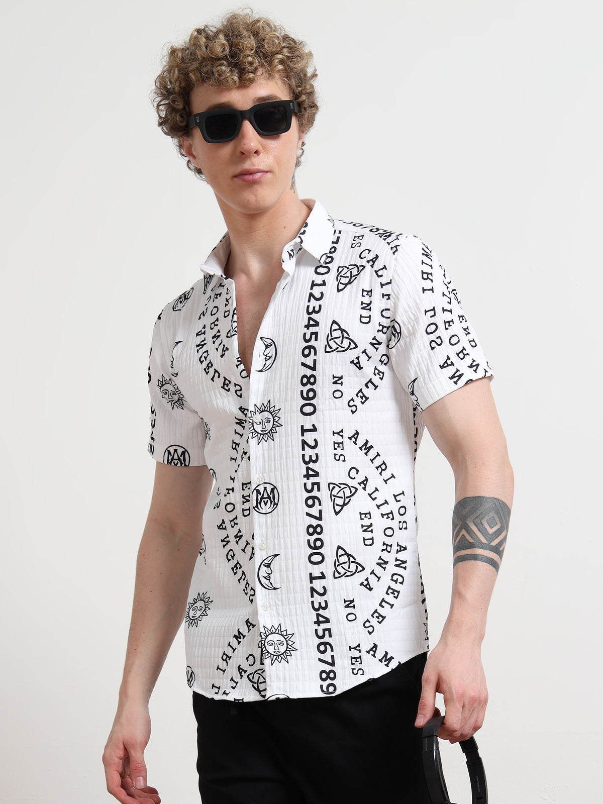 Black & White Number Digital Shirt Printing for Men