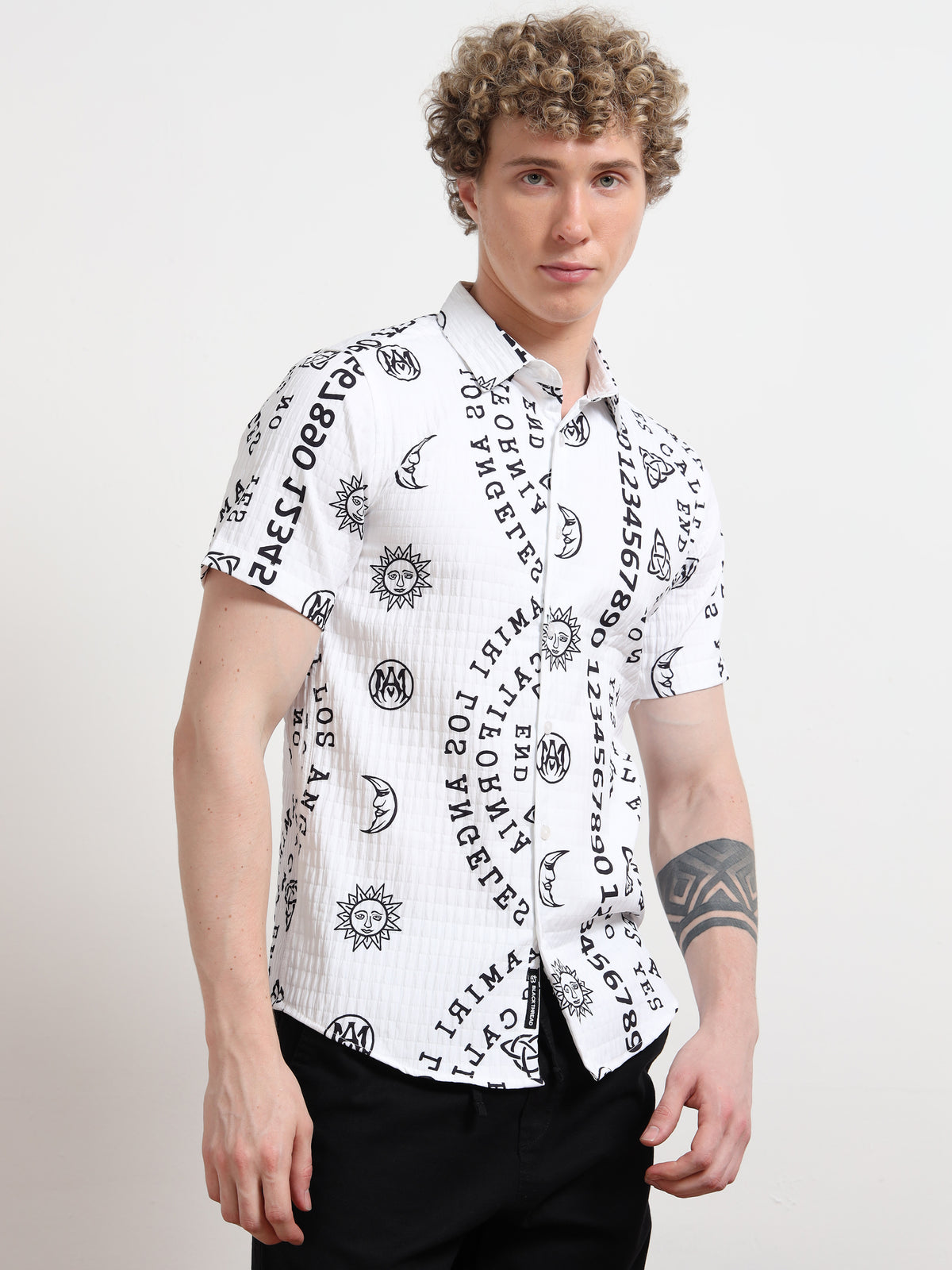Black & White Number Digital Shirt Printing for Men
