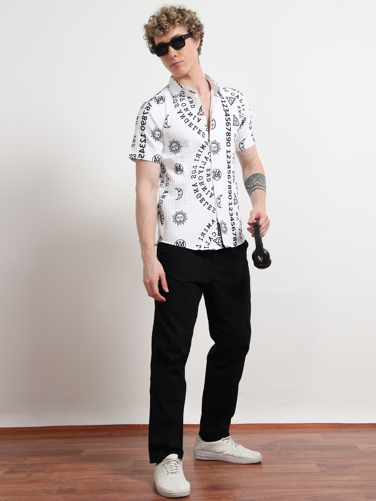 Black & White Number Digital Shirt Printing for Men